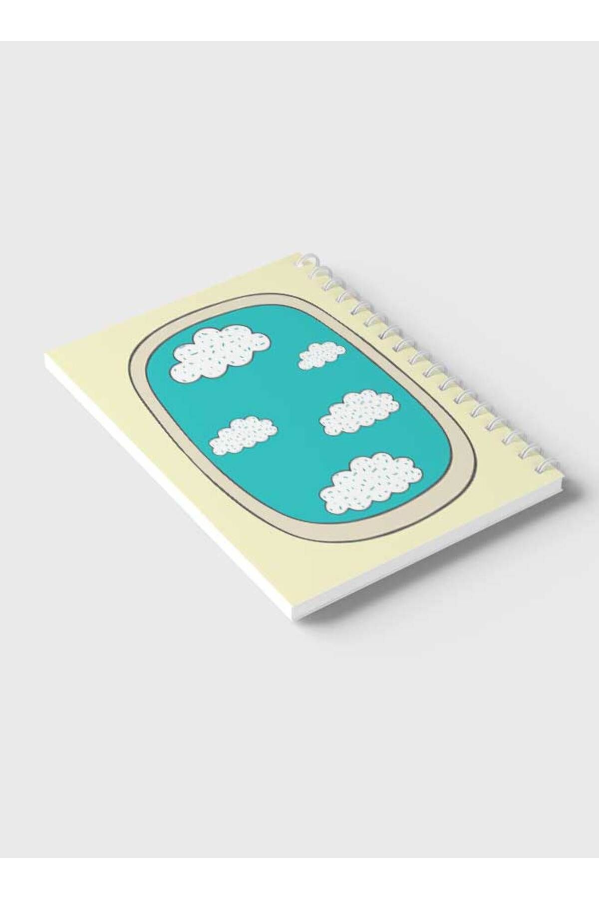 LOWHA-Spiral Notebook with Front and Back Hard Covers Featuring Doodle Window Airplane Design 6