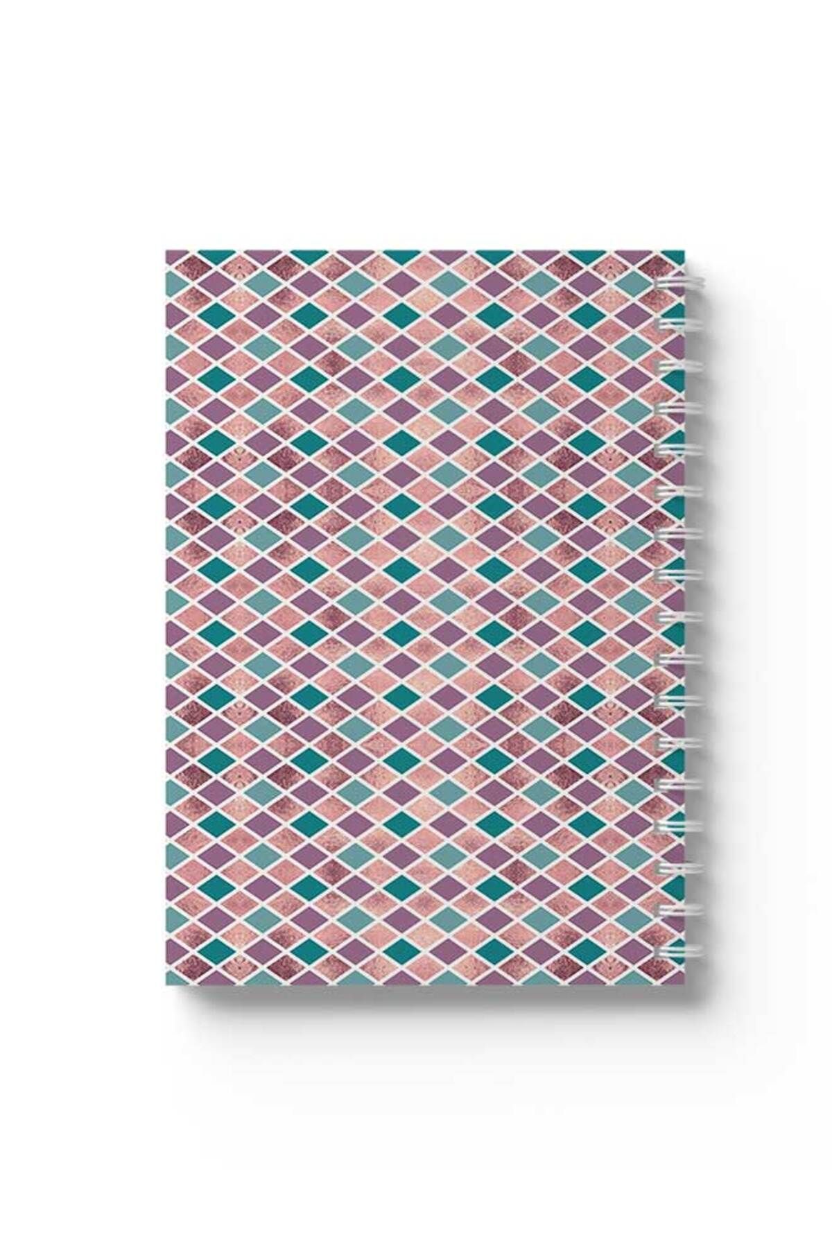 LOWHA-Spiral Notebook with Front and Back Hard Covers Featuring Colourful Shapes Design 1