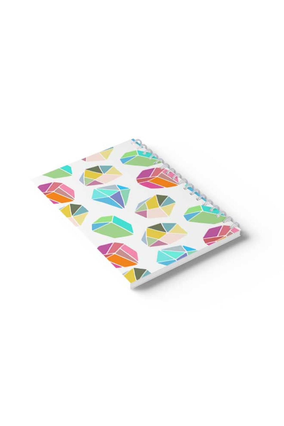 LOWHA-Spiral Notebook with Front and Back Hard Covers Featuring Colourful Diamonds Design 6