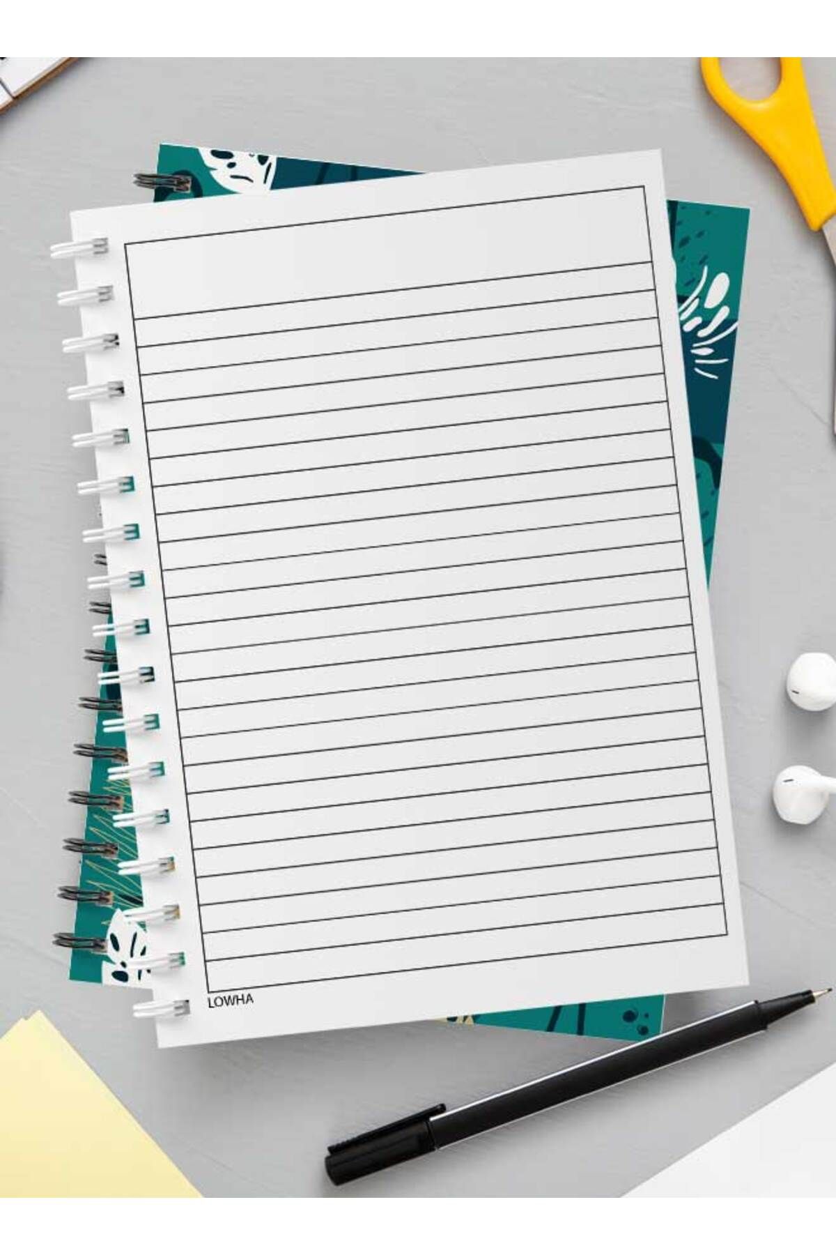 LOWHA-Spiral Notebook with Front and Back Hard Covers Featuring Flamingo & Leaves Design 3