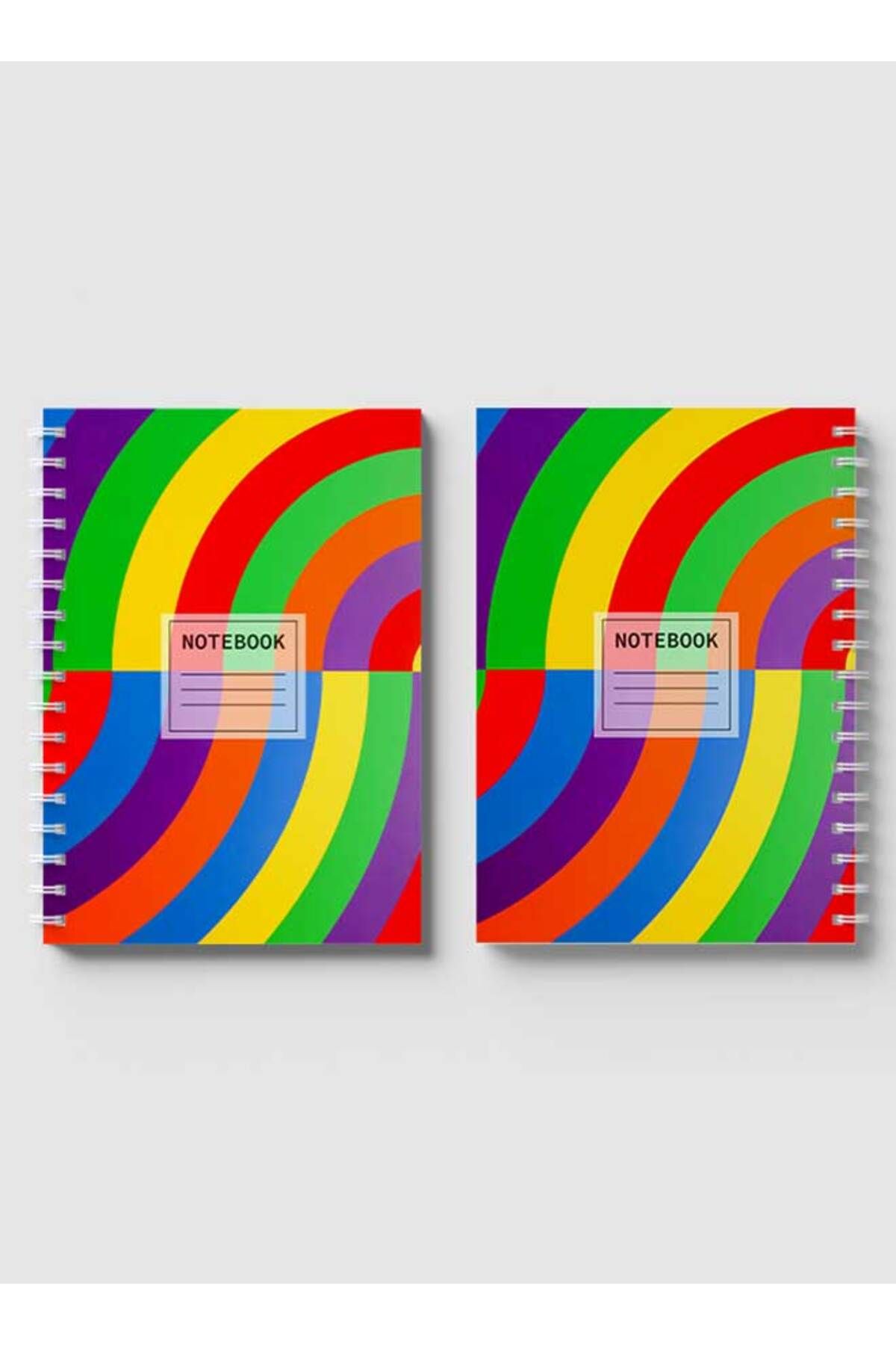 LOWHA-Spiral Notebook with Front and Back Hard Covers Featuring Abstract Colored Connected Shapes Design 4