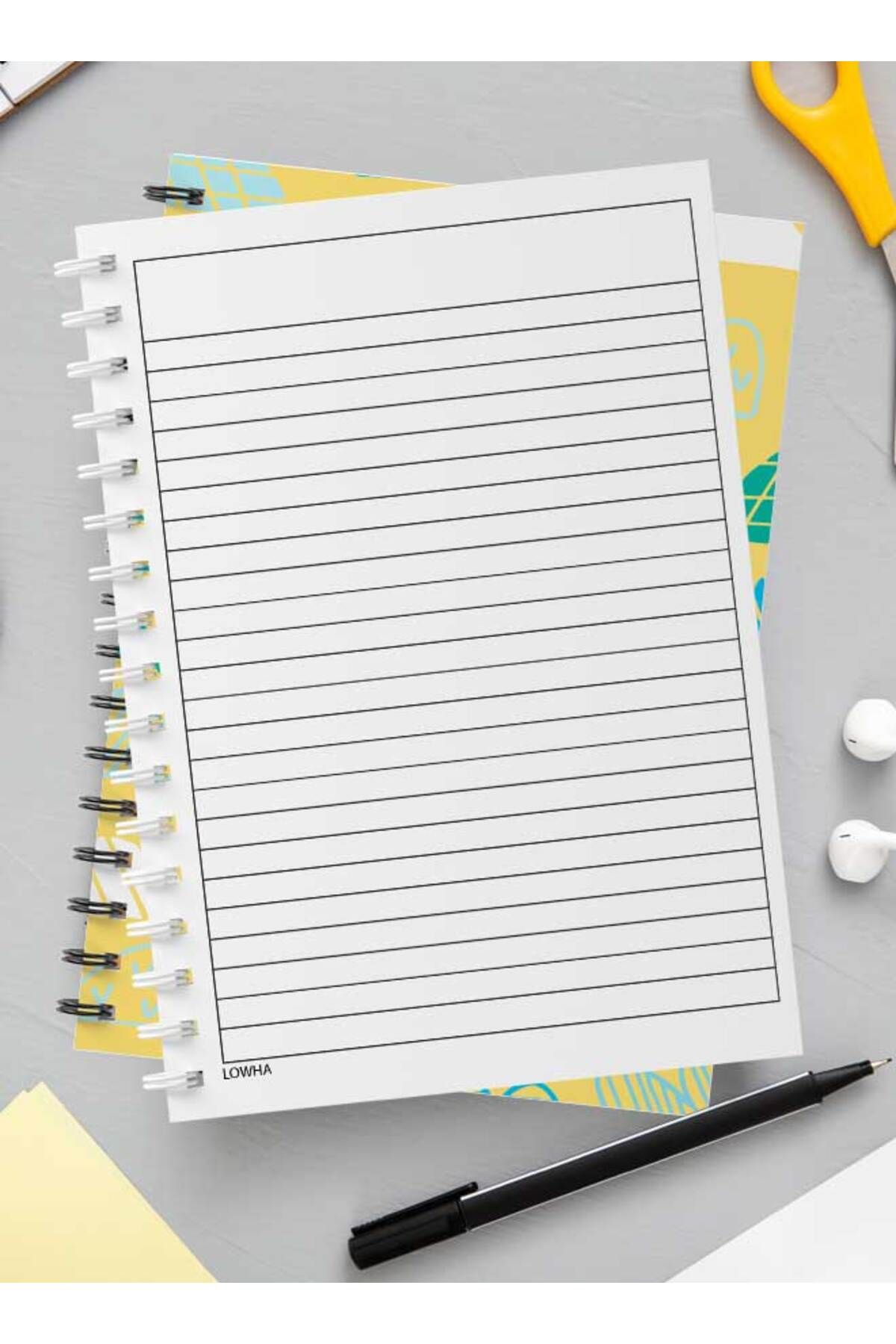 LOWHA-Spiral Notebook with Front and Back Hard Covers Featuring Geometric Drawing Clouds Design 3