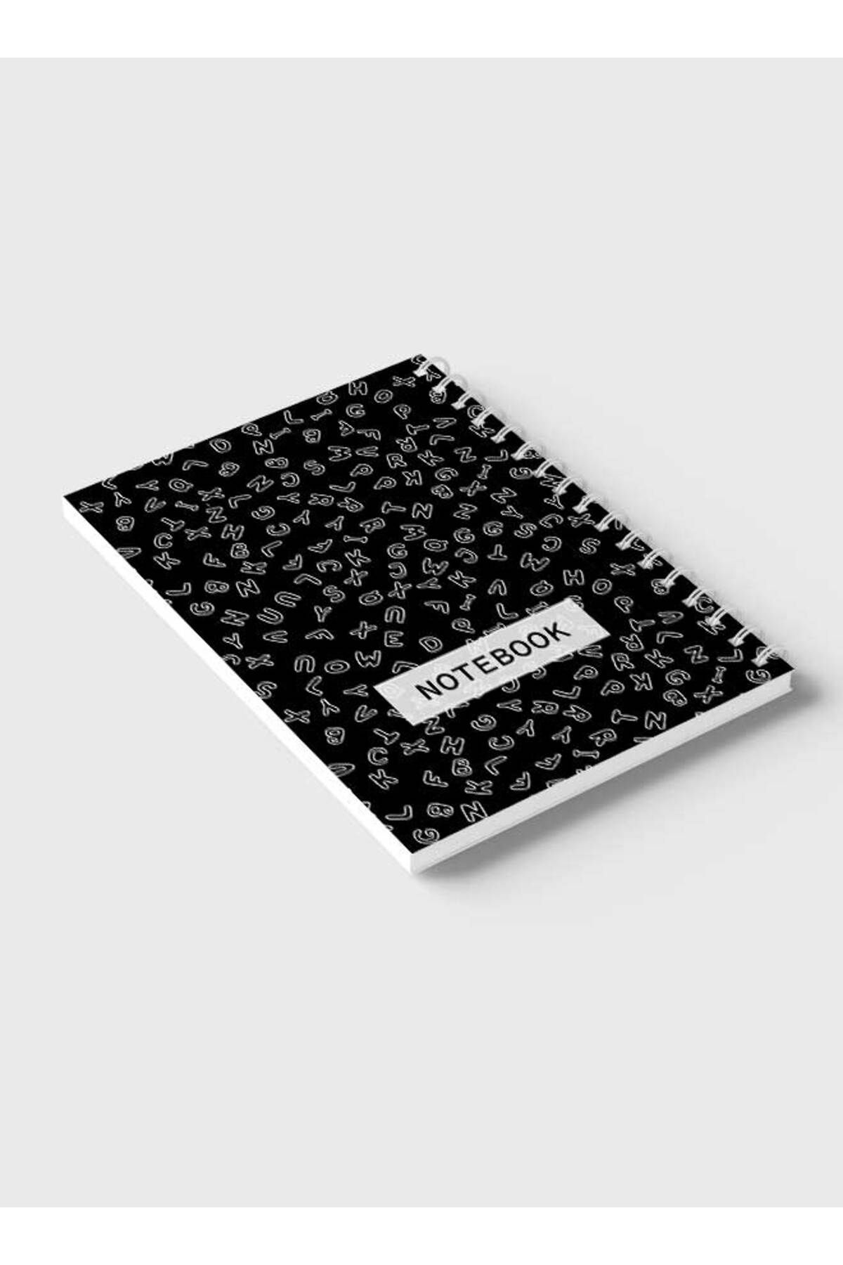 LOWHA-Spiral Notebook with Front and Back Hard Covers Featuring Letters Design 6