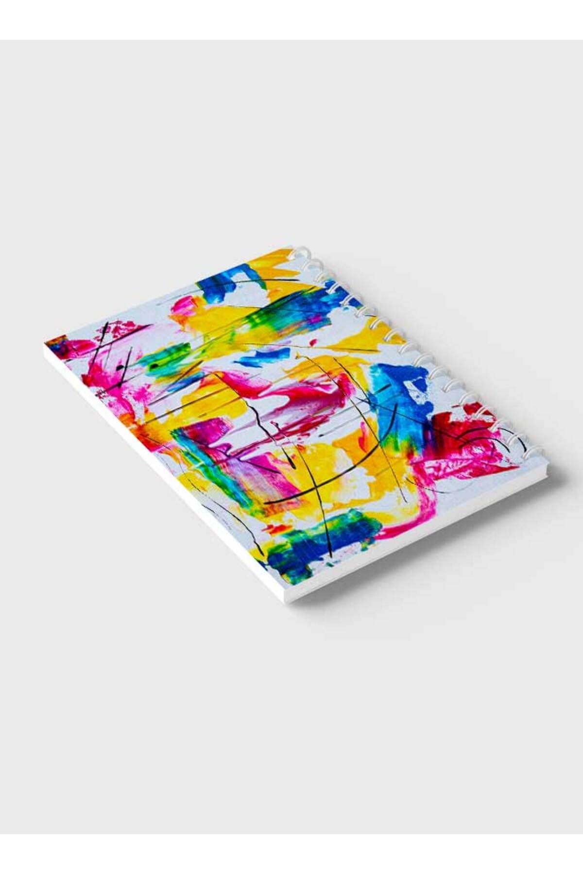 LOWHA-Spiral Notebook with Front and Back Hard Covers Featuring Canvas Style Wall Paint Design 6