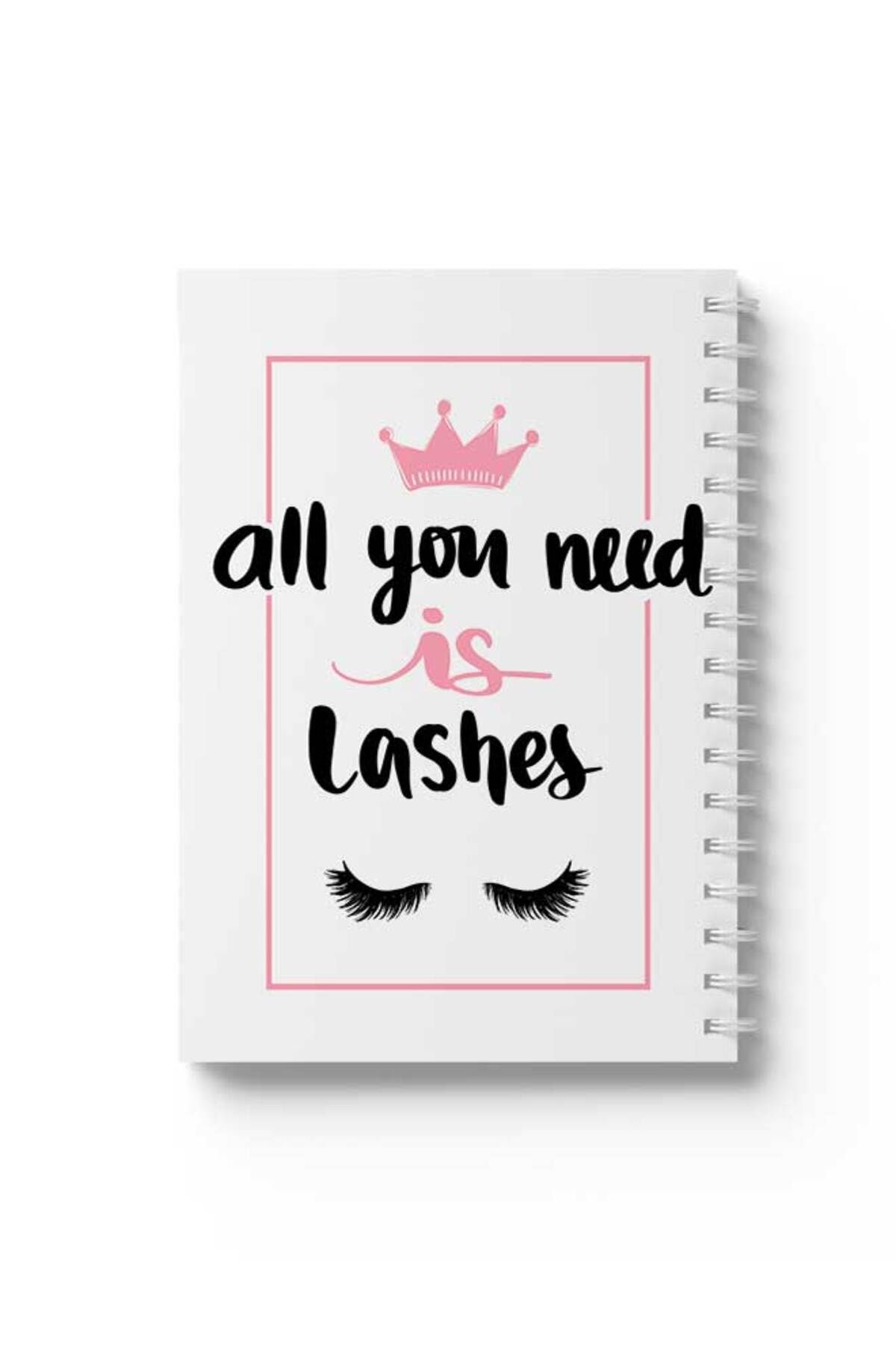 LOWHA-Spiral Notebook with Front and Back Hard Covers Featuring All You Need Is Lashes Design 1