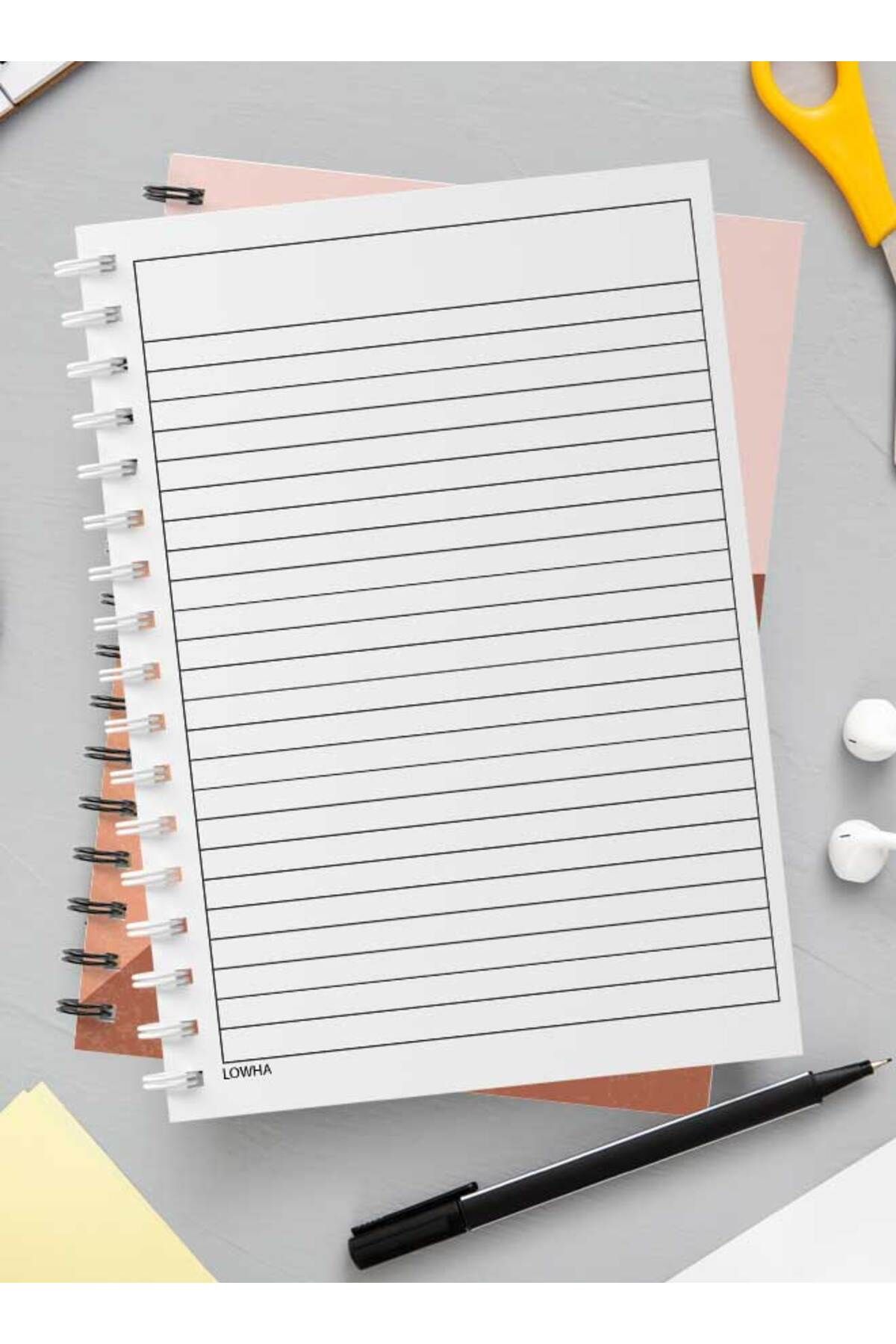 LOWHA-Spiral Notebook with Front and Back Hard Covers Featuring Minimalist Dune Design 3