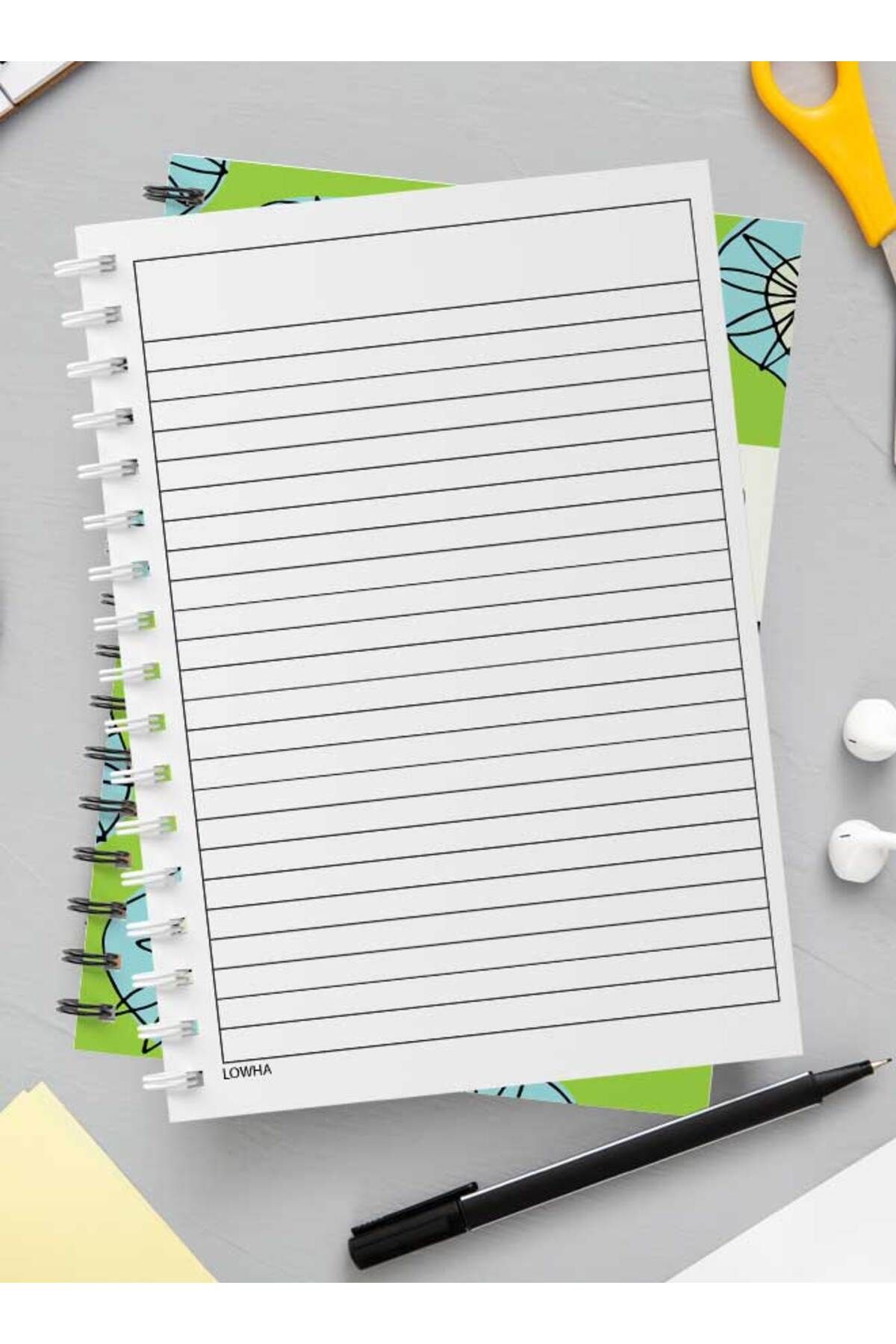 LOWHA-Spiral Notebook with Front and Back Hard Covers Featuring Notebook Hippie Flowers Design 3
