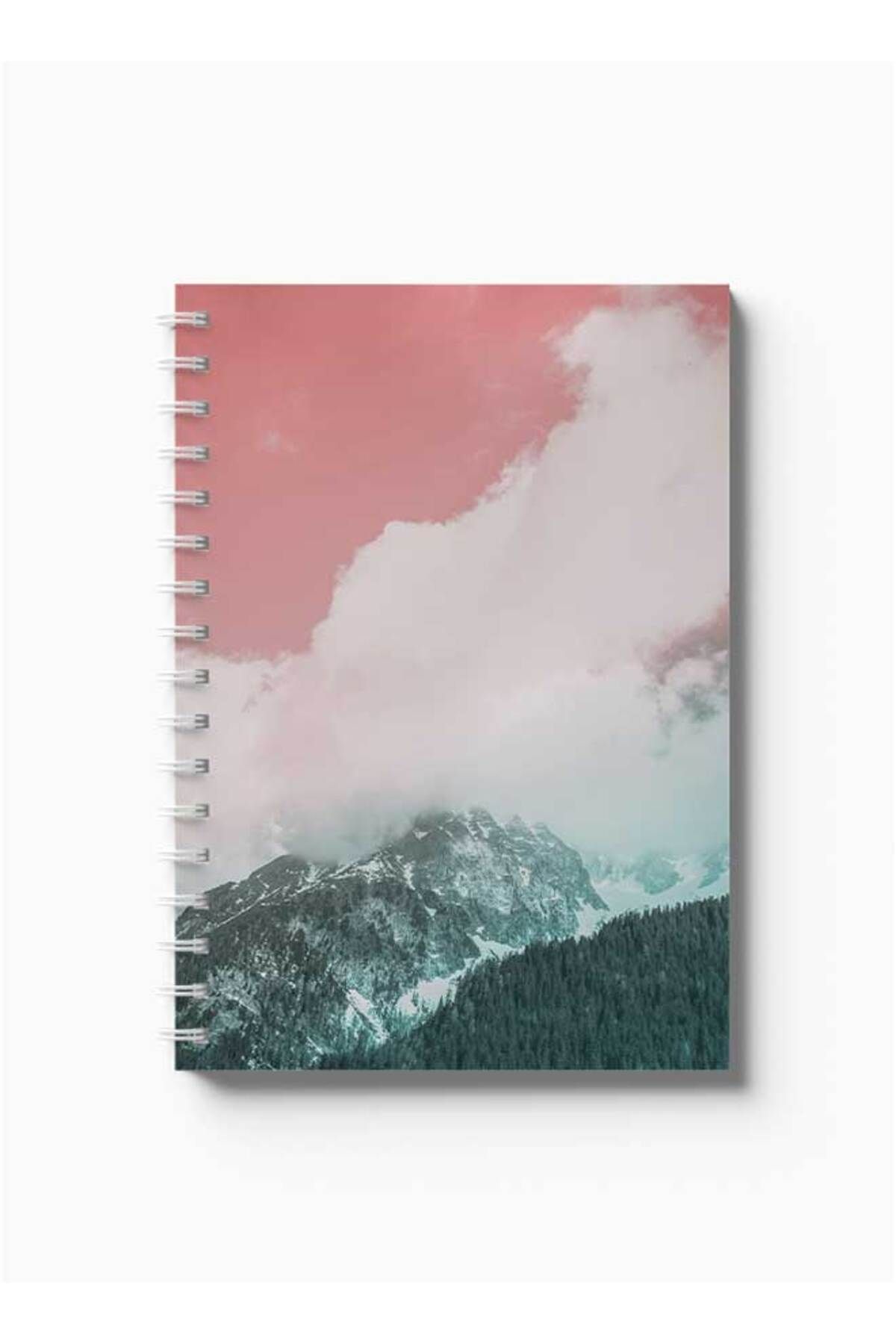 LOWHA-Spiral Notebook with Front and Back Hard Covers Featuring Mountain Design 5
