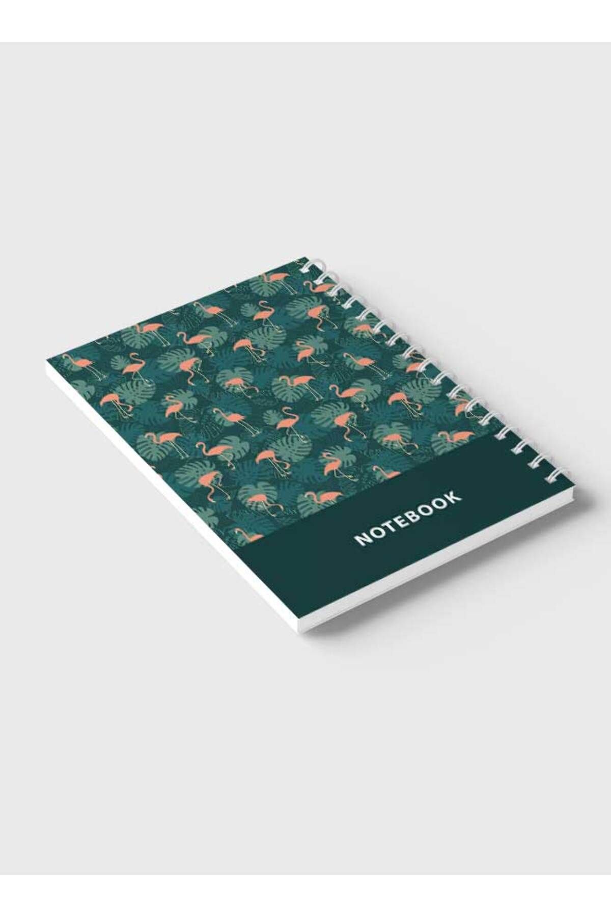 LOWHA-Spiral Notebook with Front and Back Hard Covers Featuring Flamingos & Leaves Design 6