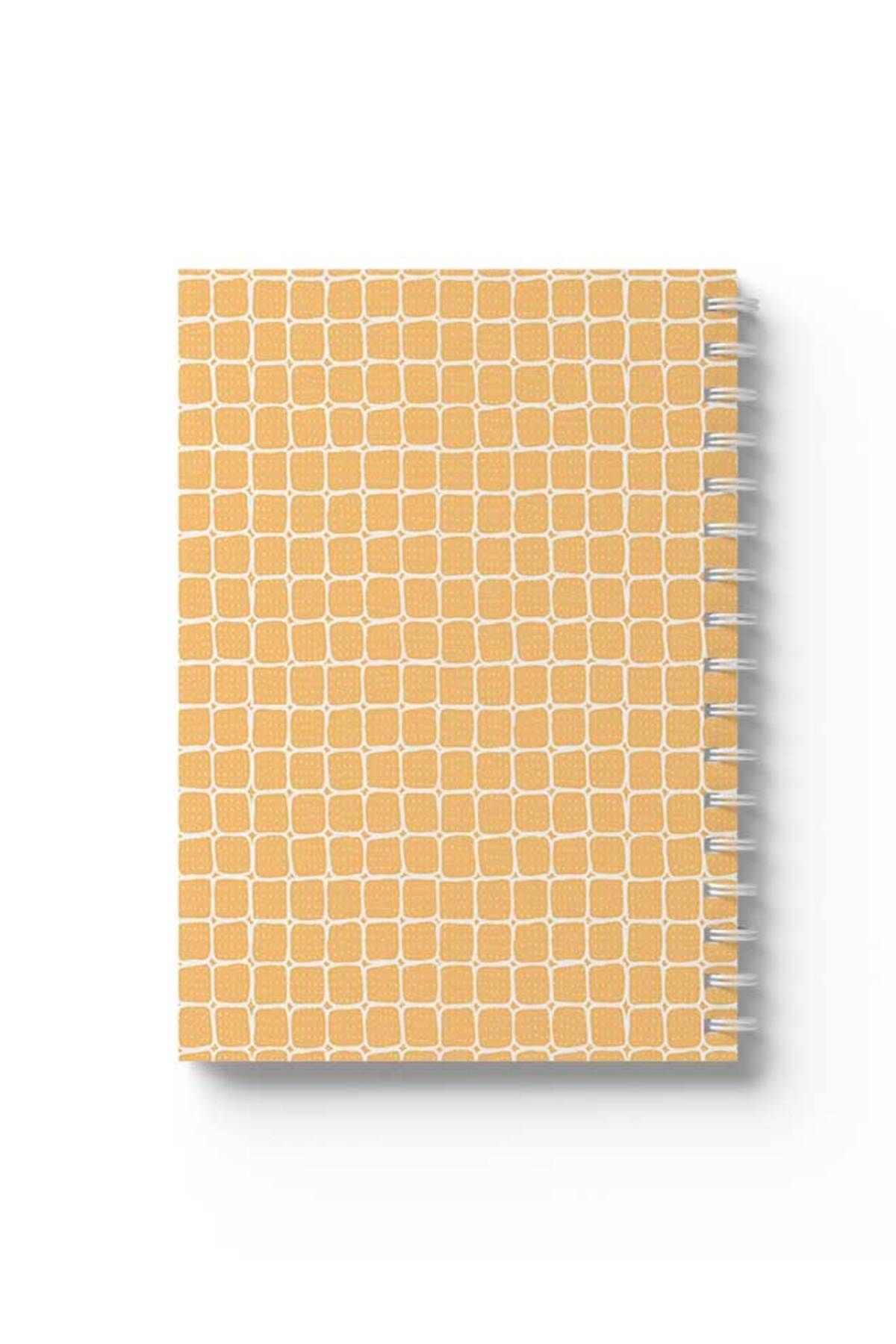 LOWHA-Spiral Notebook with Front and Back Hard Covers Featuring Squares Design 1
