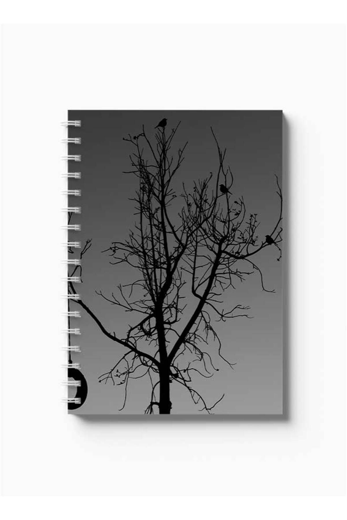 LOWHA-Spiral Notebook with Front and Back Hard Covers Featuring Tree Design 5