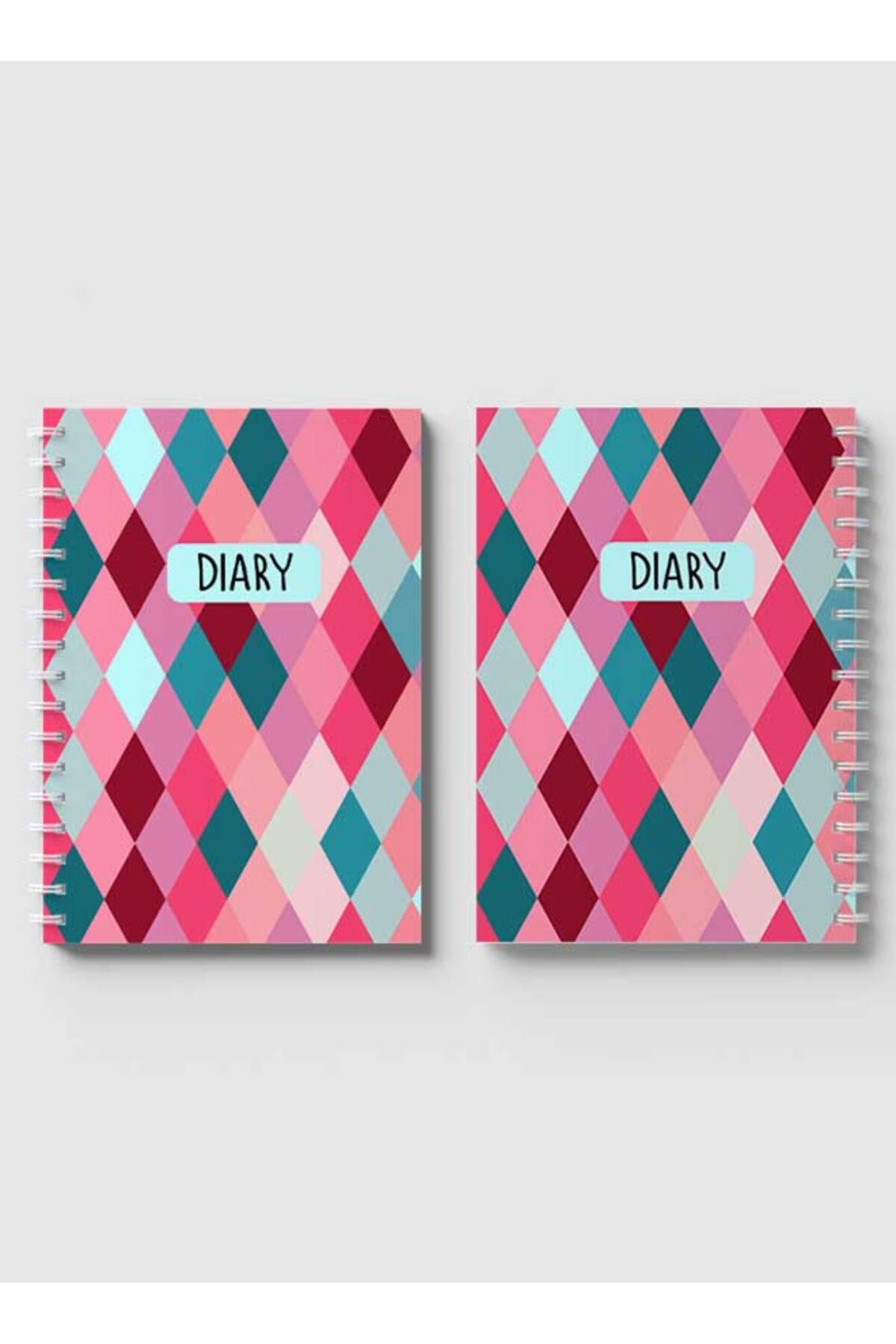LOWHA-Spiral Notebook with Front and Back Hard Covers Featuring Seamlesss Rhombuses Design 4