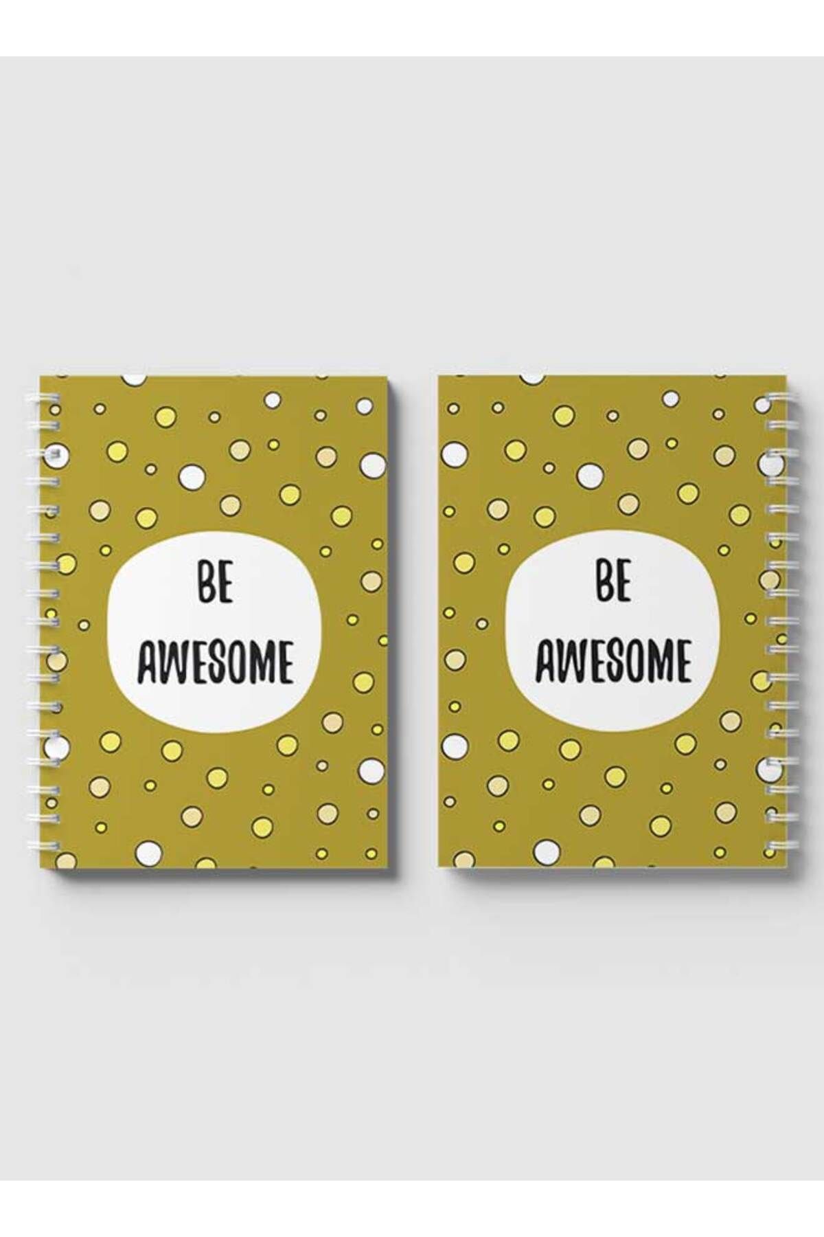 LOWHA-Spiral Notebook with Front and Back Hard Covers Featuring Be Awesome & Dots Design 4