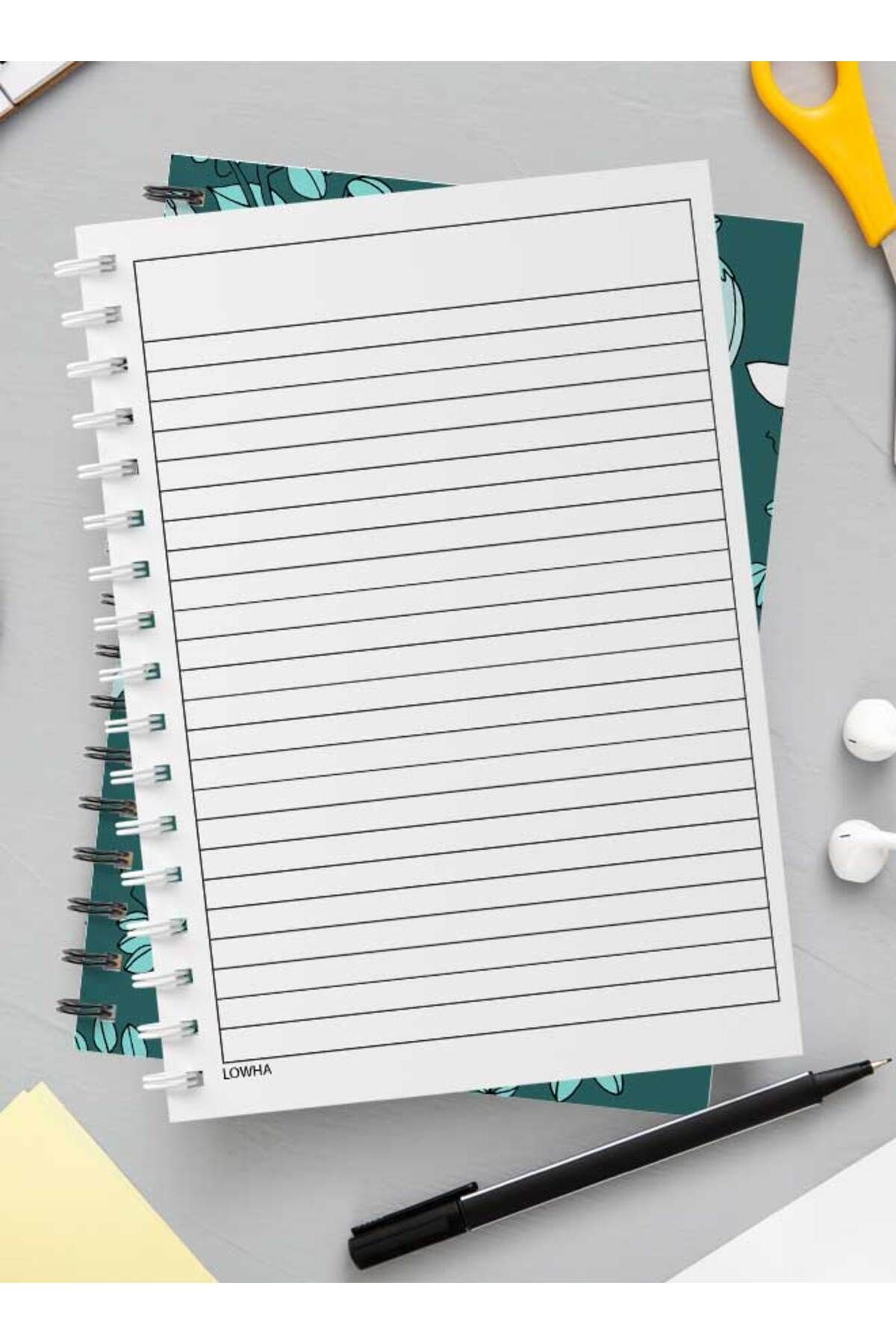 LOWHA-Spiral Notebook with Front and Back Hard Covers Featuring Peas Seamless Design 3