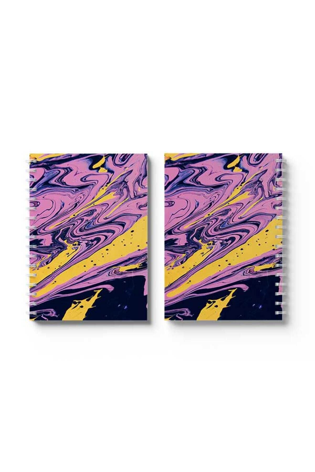 LOWHA-Spiral Notebook with Front and Back Hard Covers Featuring Mixed Colours Design 4