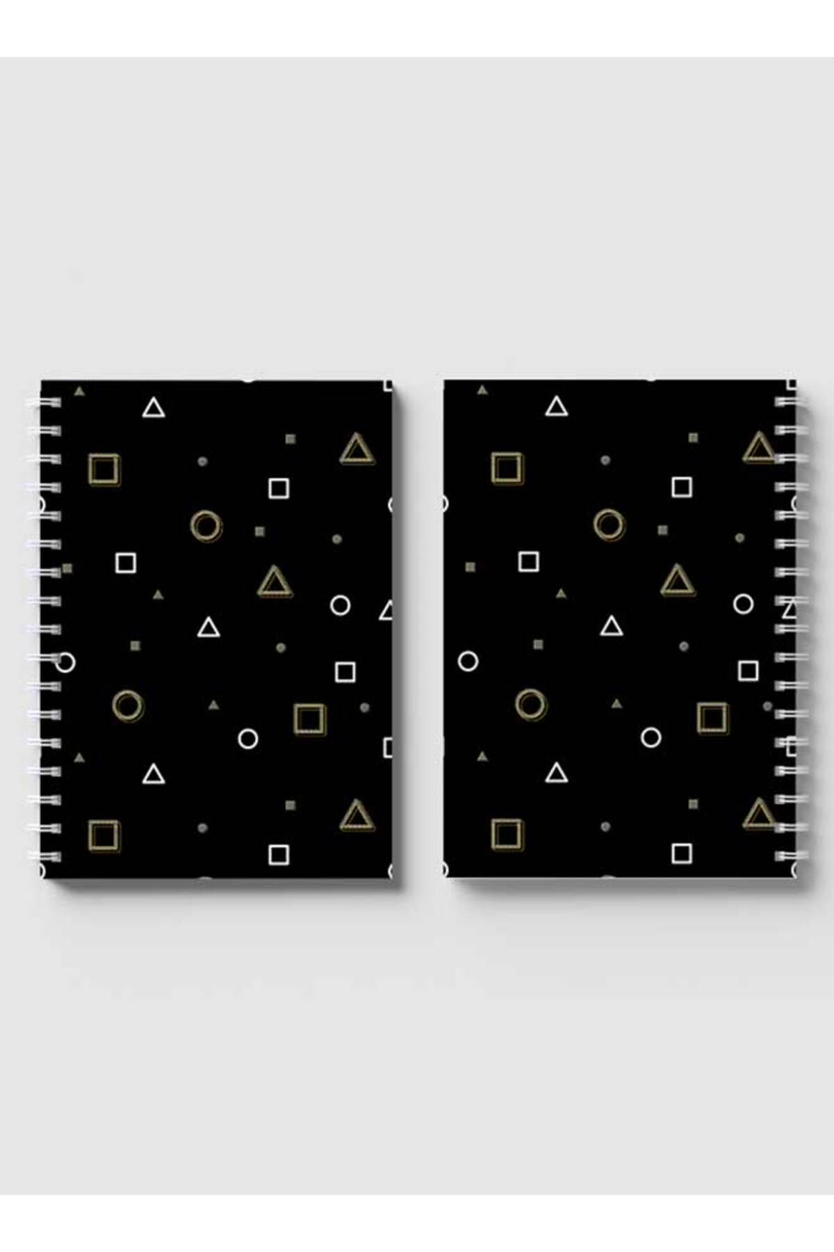 LOWHA-Spiral Notebook with Front and Back Hard Covers Featuring Squid Game Shapes Design 4