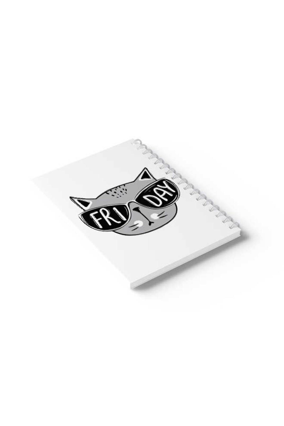 LOWHA-Spiral Notebook with Front and Back Hard Covers Featuring Friday with Cat Design 6