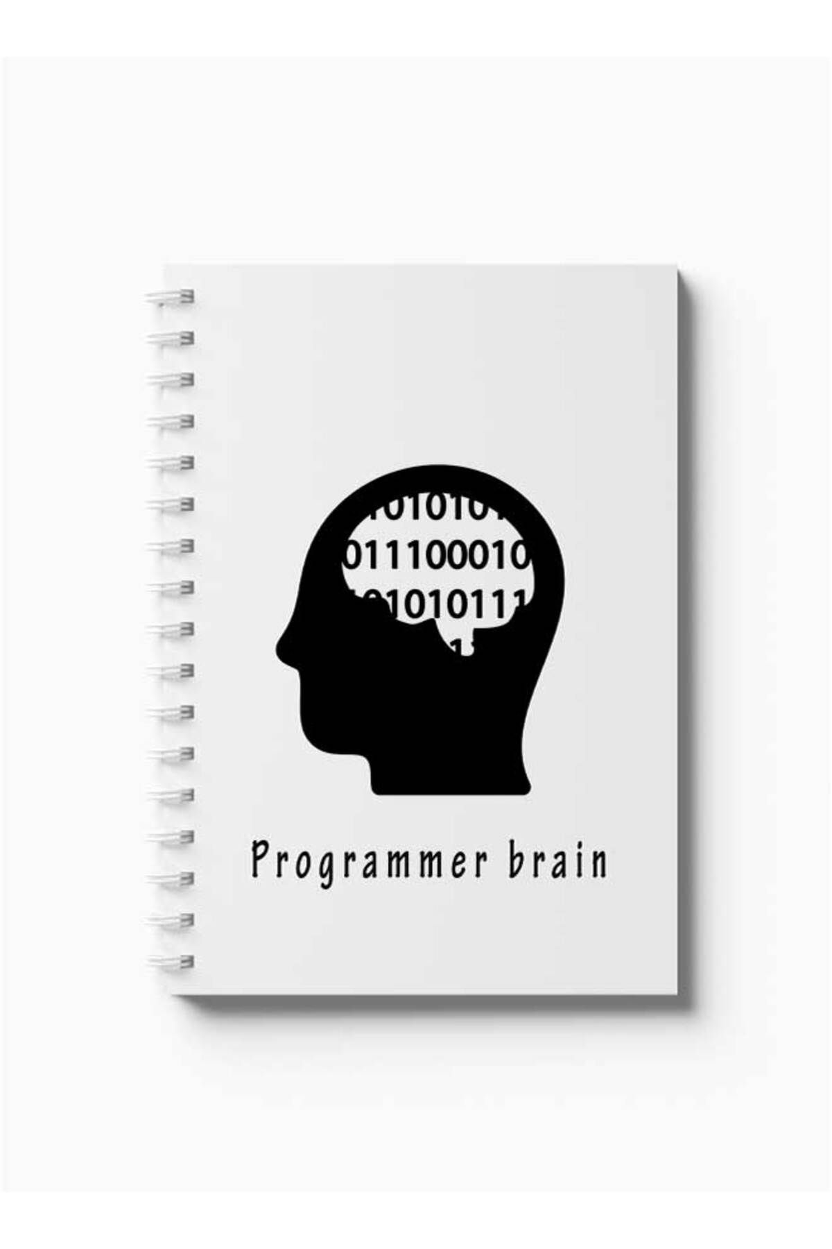 LOWHA-Spiral Notebook with Front and Back Hard Covers Featuring Programmer Brain Design 5