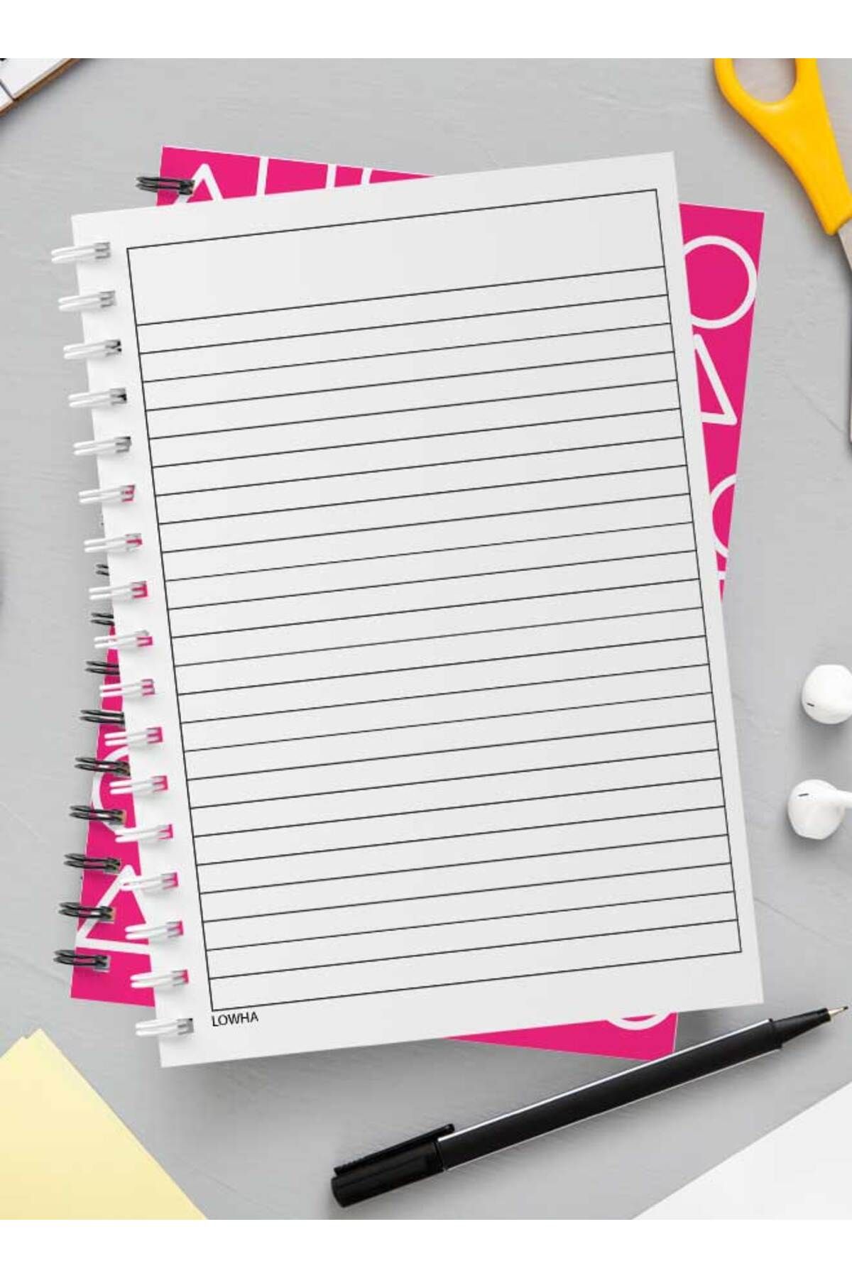 LOWHA-Spiral Notebook with Front and Back Hard Covers Featuring Squid Game Shapes Design 3