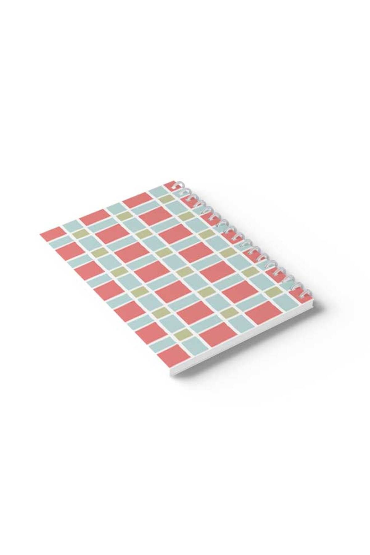 LOWHA-Spiral Notebook with Front and Back Hard Covers Featuring Squares Design 6