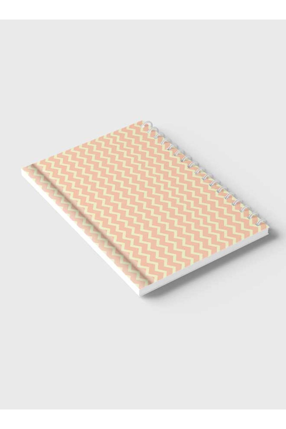 LOWHA-Spiral Notebook with Front and Back Hard Covers Featuring Abstract Zigzag Line Design 6