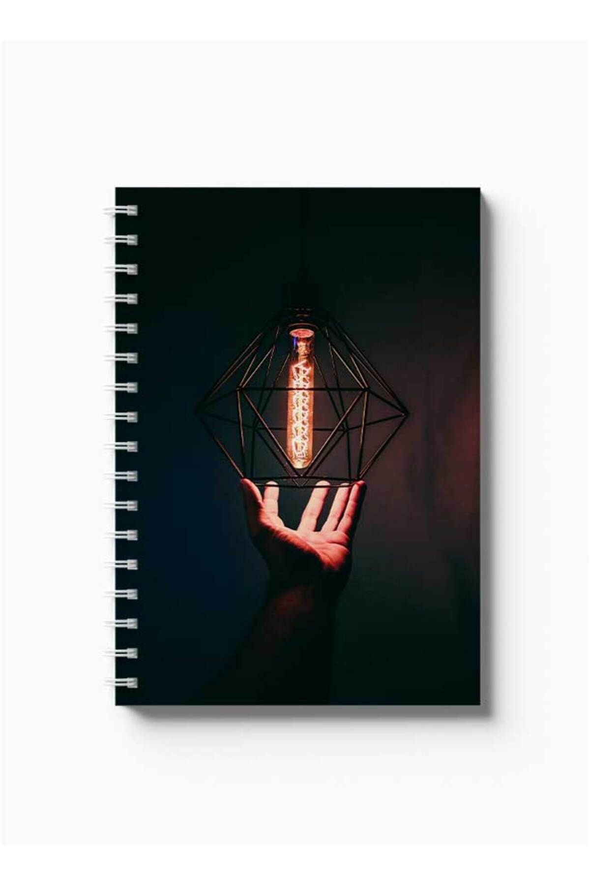 LOWHA-Spiral Notebook with Front and Back Hard Covers Featuring Light Lamp Design 5