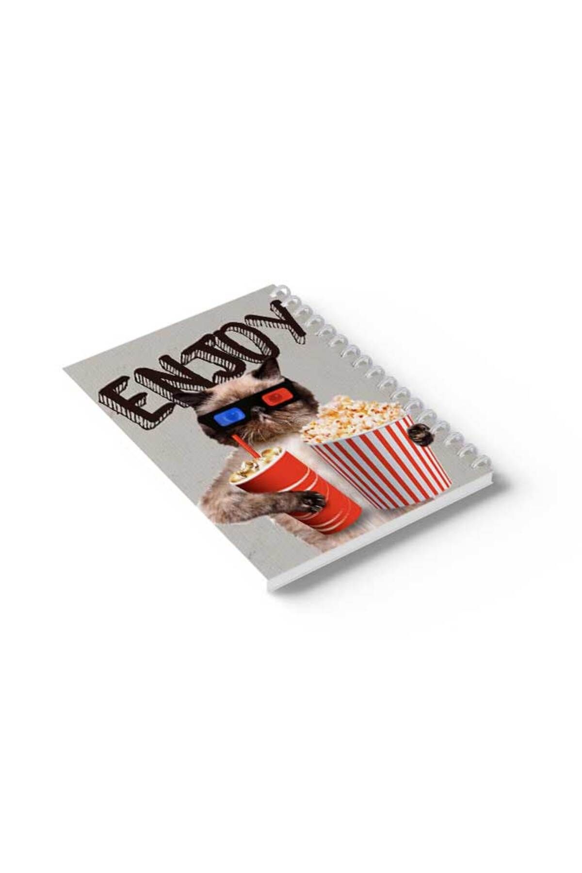 LOWHA-Spiral Notebook with Front and Back Hard Covers Featuring Enjoy with Cat Design 6