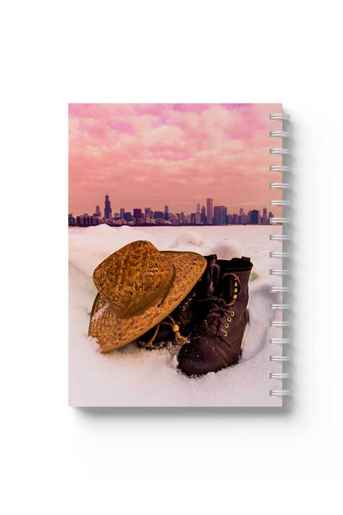 LOWHA-Spiral Notebook with Front and Back Hard Covers Featuring Hat And Boots Design 1