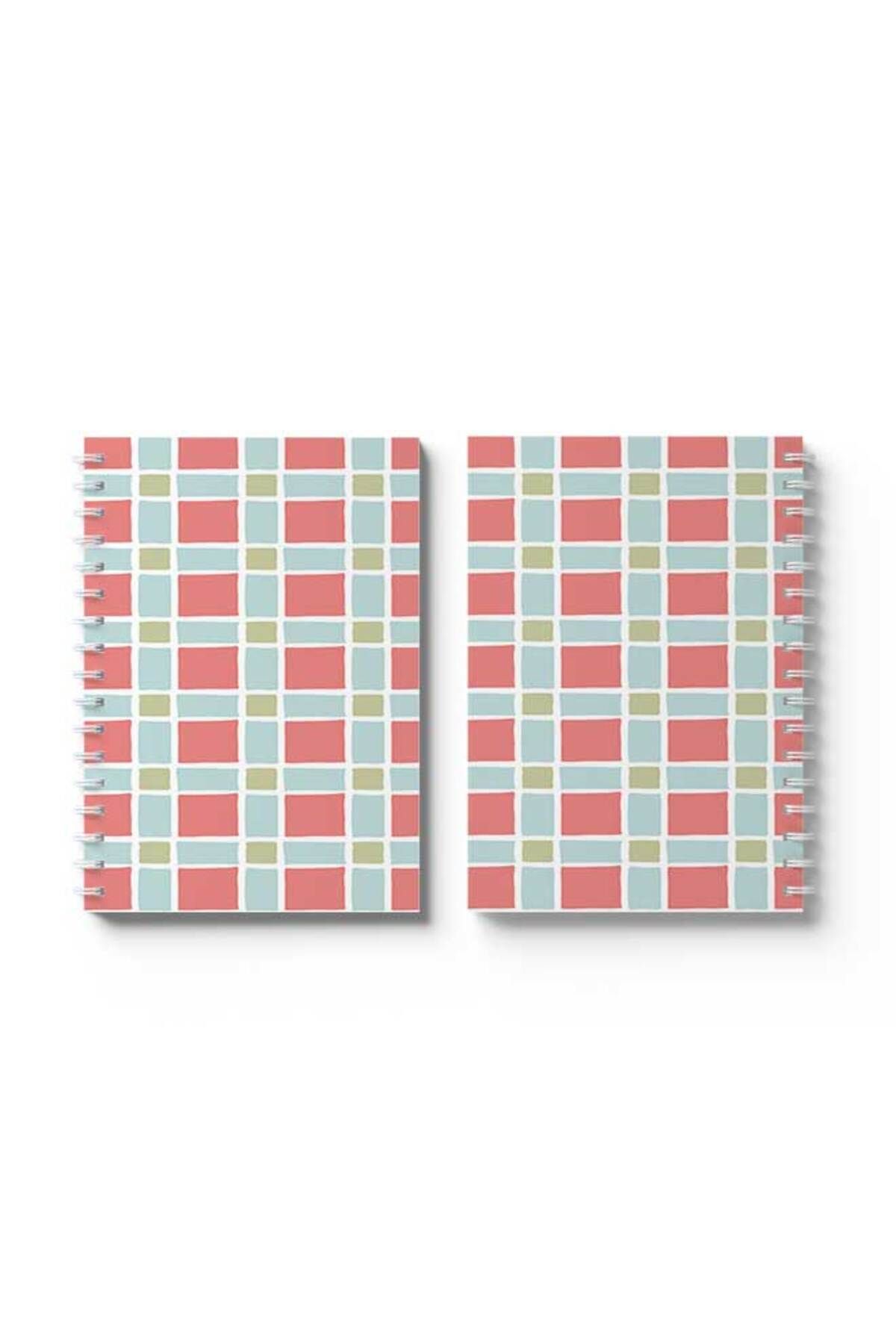 LOWHA-Spiral Notebook with Front and Back Hard Covers Featuring Squares Design 4