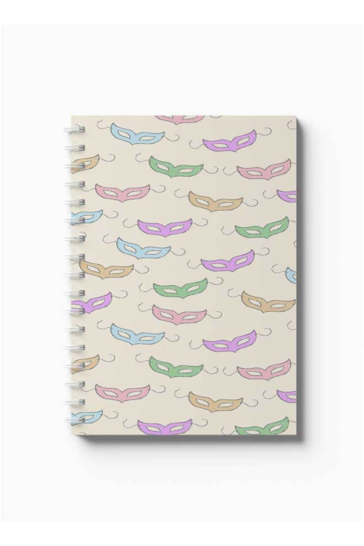 LOWHA-Spiral Notebook with Front and Back Hard Covers Featuring Masks Design 5