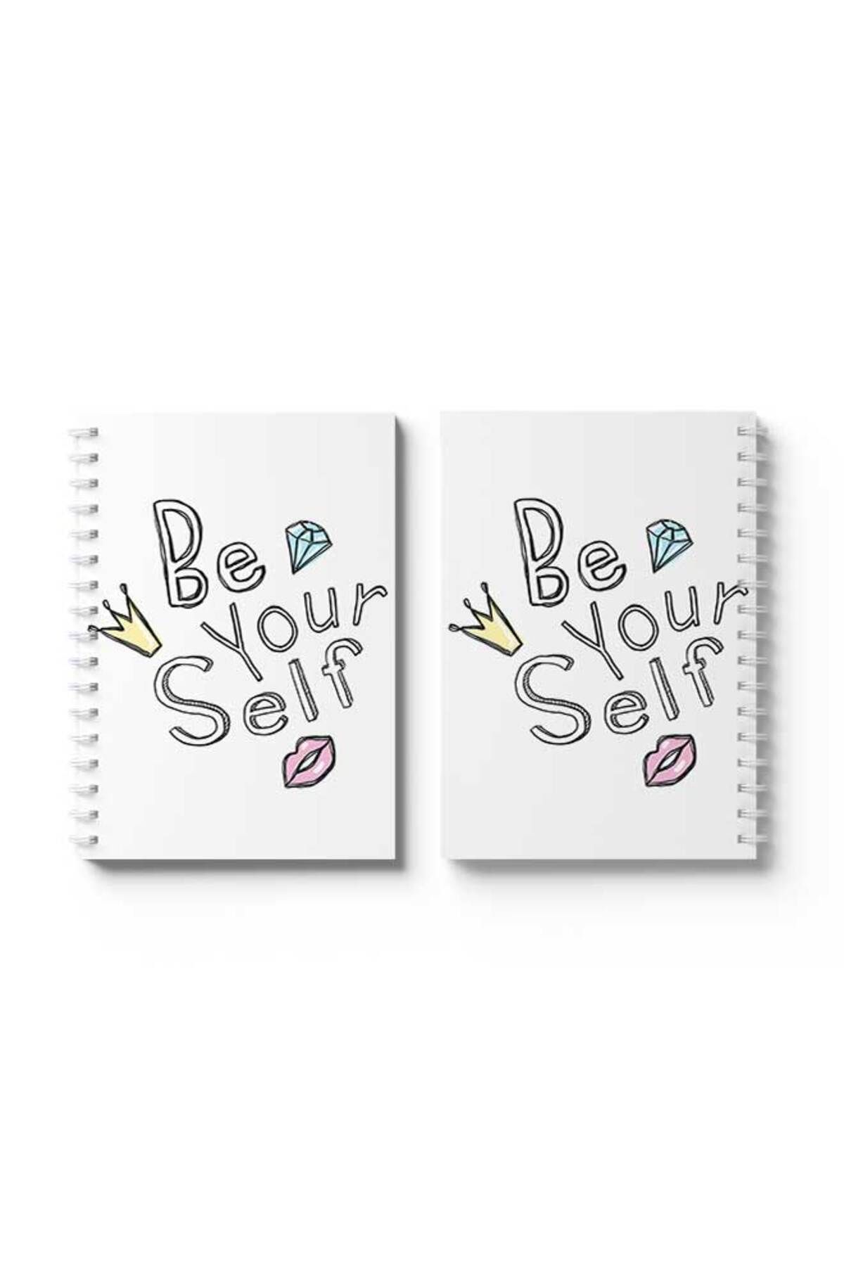 LOWHA-Spiral Notebook with Front and Back Hard Covers Featuring Be Yourself Design 4