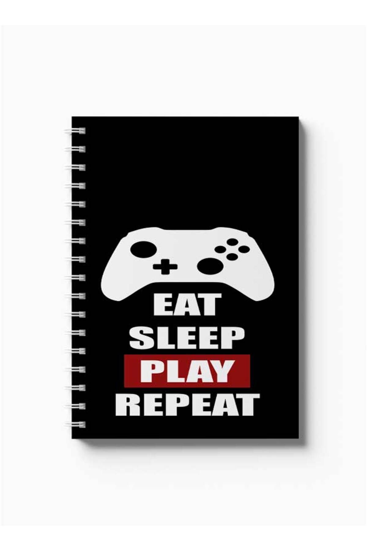LOWHA-Spiral Notebook with Front and Back Hard Covers Featuring Eat Sleep Play Repeat Design 5