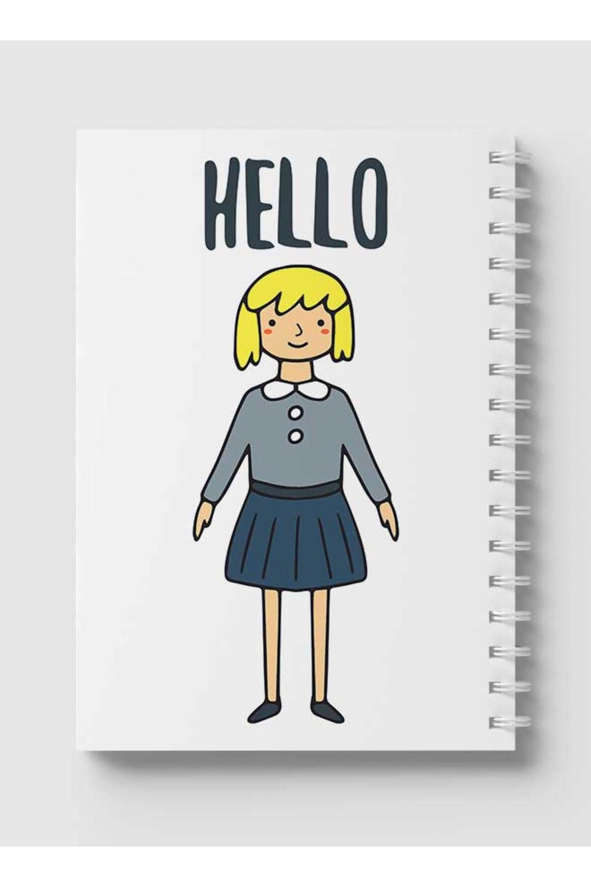 LOWHA-Spiral Notebook with Front and Back Hard Covers Featuring Hello Girl in Uniform Design 5