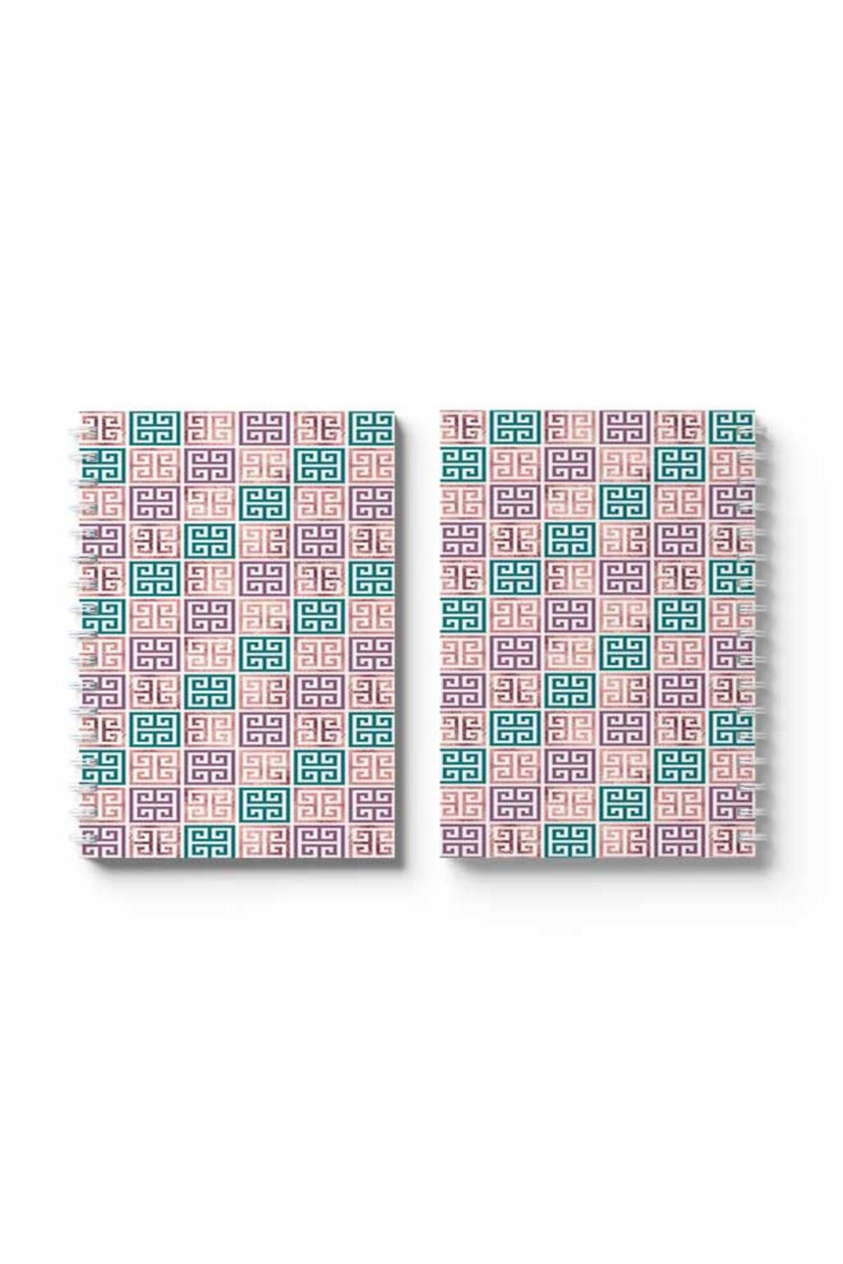 LOWHA-Spiral Notebook with Front and Back Hard Covers Featuring Colourful Shapes Design 4