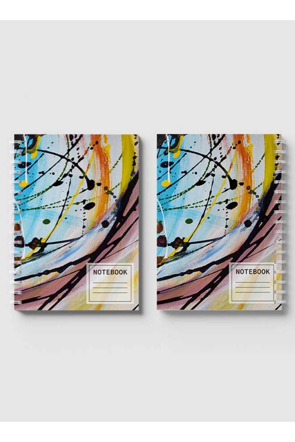 LOWHA-Spiral Notebook with Front and Back Hard Covers Featuring Splattered Paint Design 4