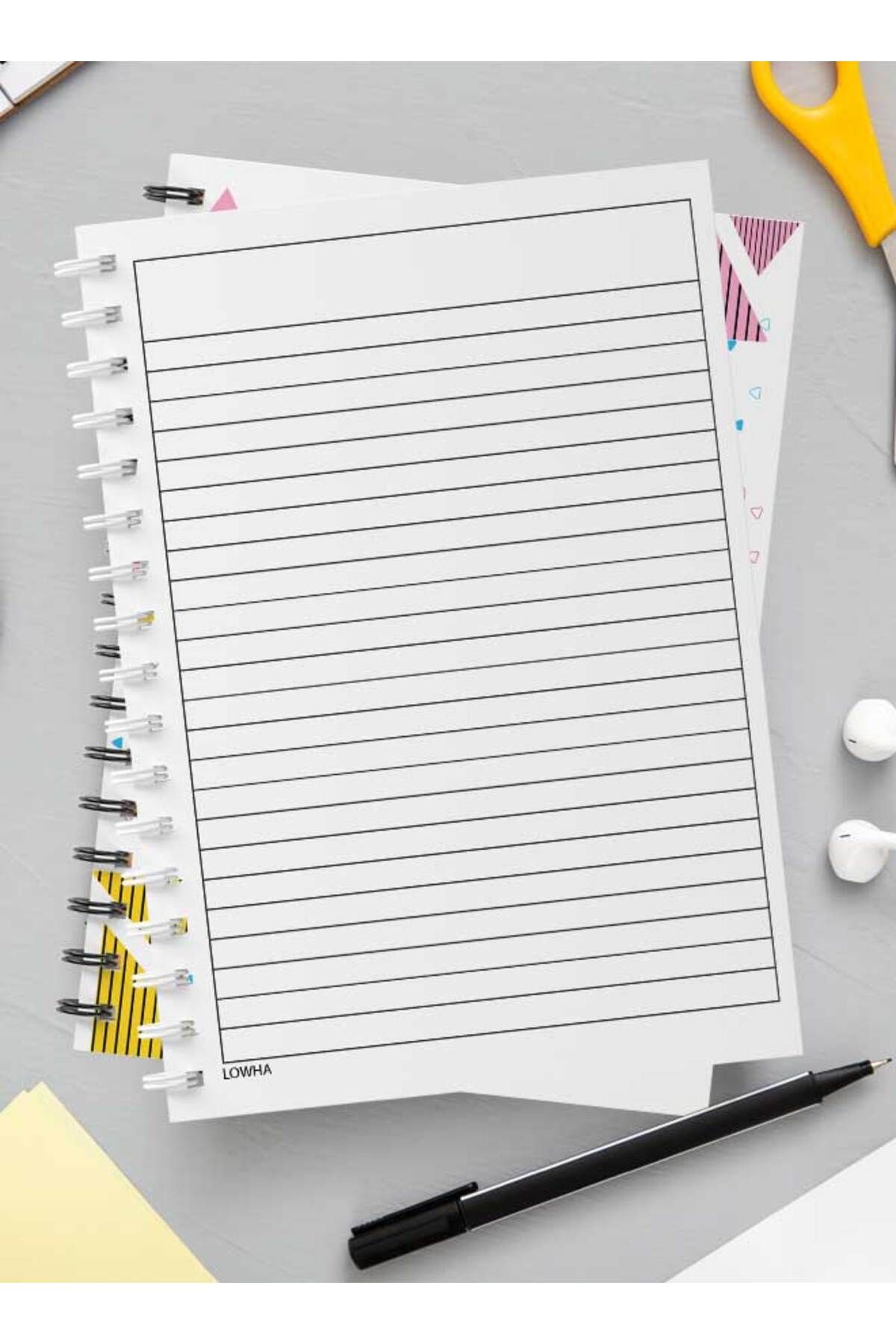 LOWHA-Spiral Notebook with Front and Back Hard Covers Featuring Retro Geometric Design 3