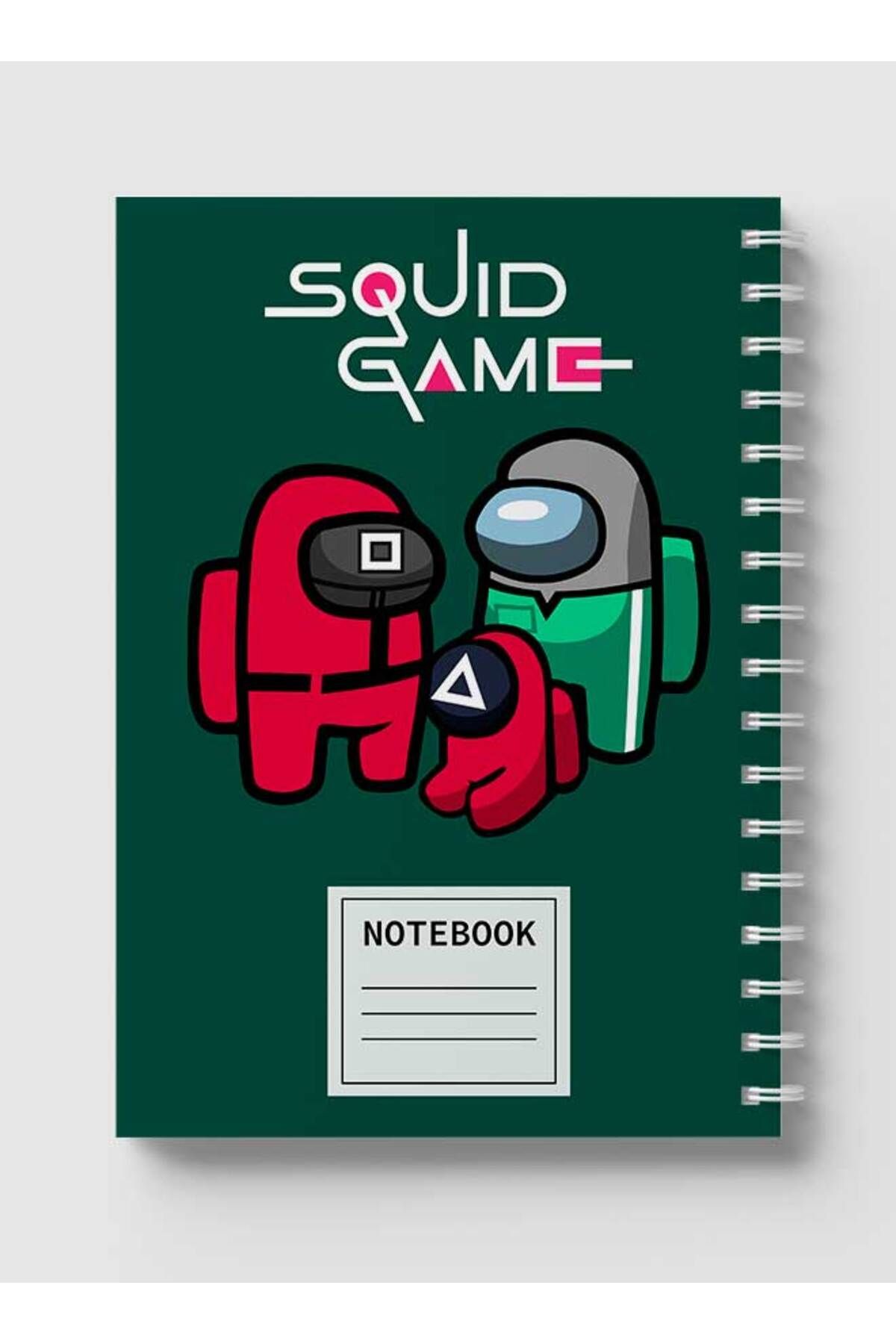 LOWHA-Spiral Notebook with Front and Back Hard Covers Featuring Doodle Squide Game Design 5