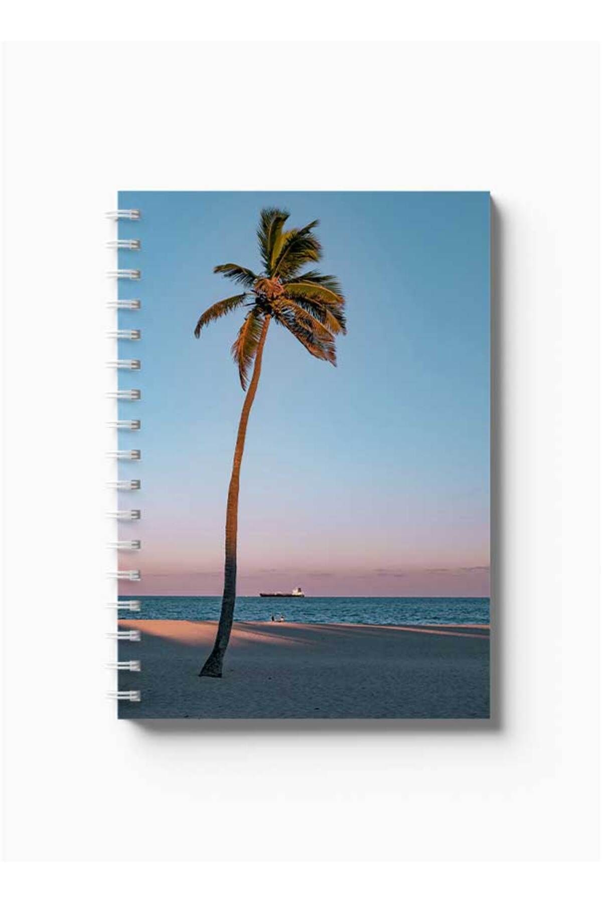 LOWHA-Spiral Notebook with Front and Back Hard Covers Featuring Palm Beach Design 5