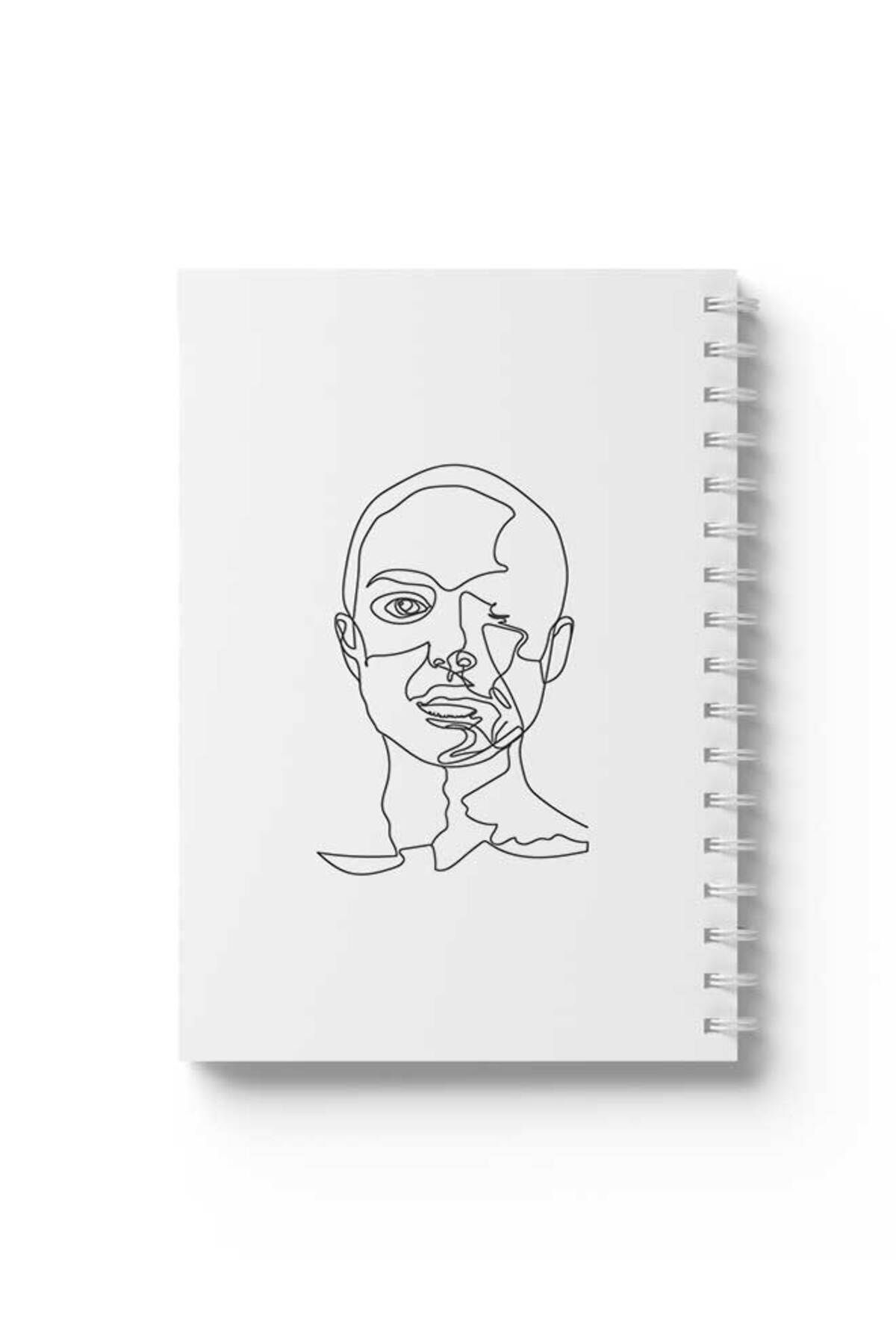LOWHA-Spiral Notebook with Front and Back Hard Covers Featuring Man Design 1