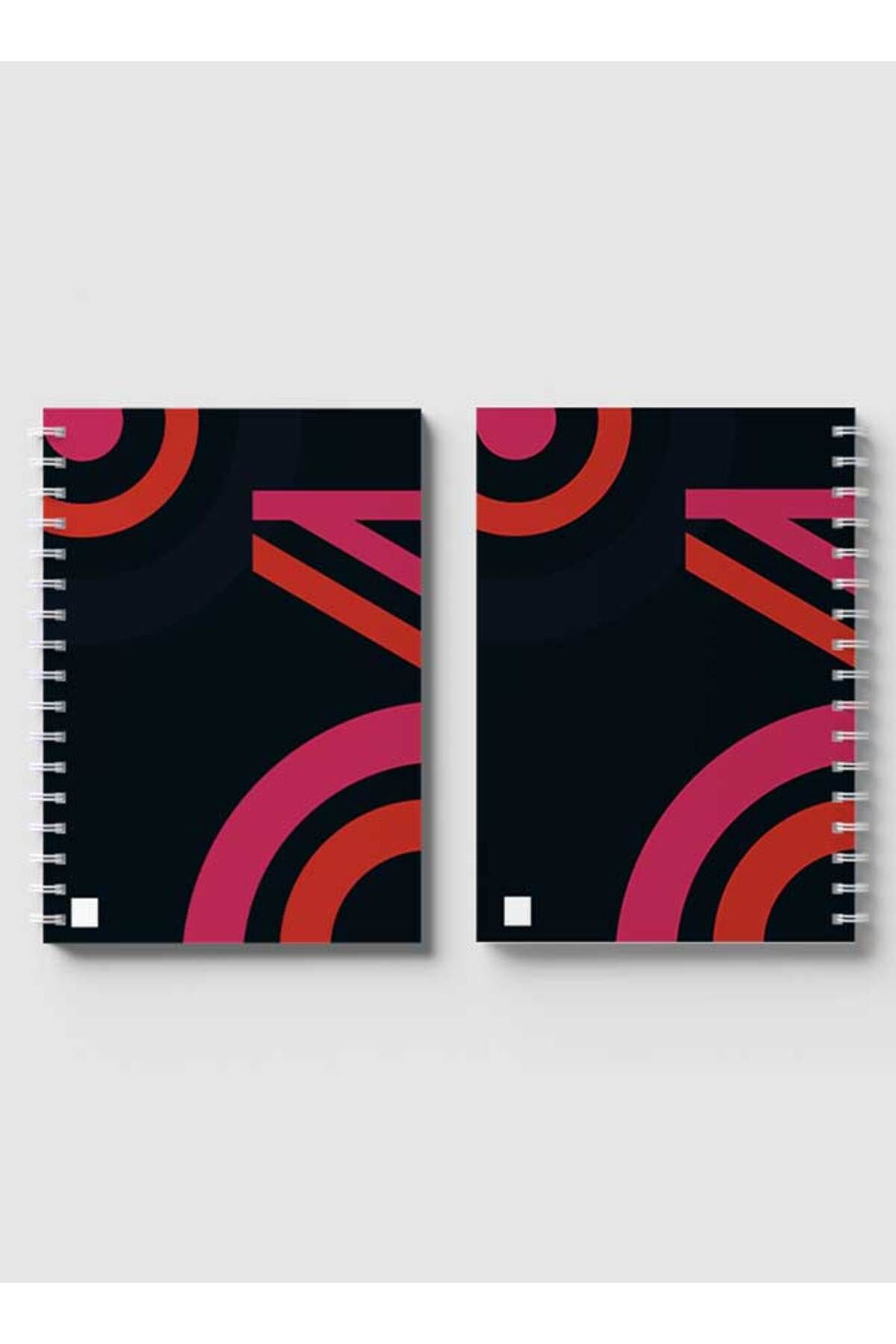LOWHA-Spiral Notebook with Front and Back Hard Covers Featuring Modern Colored Shapes Design 4
