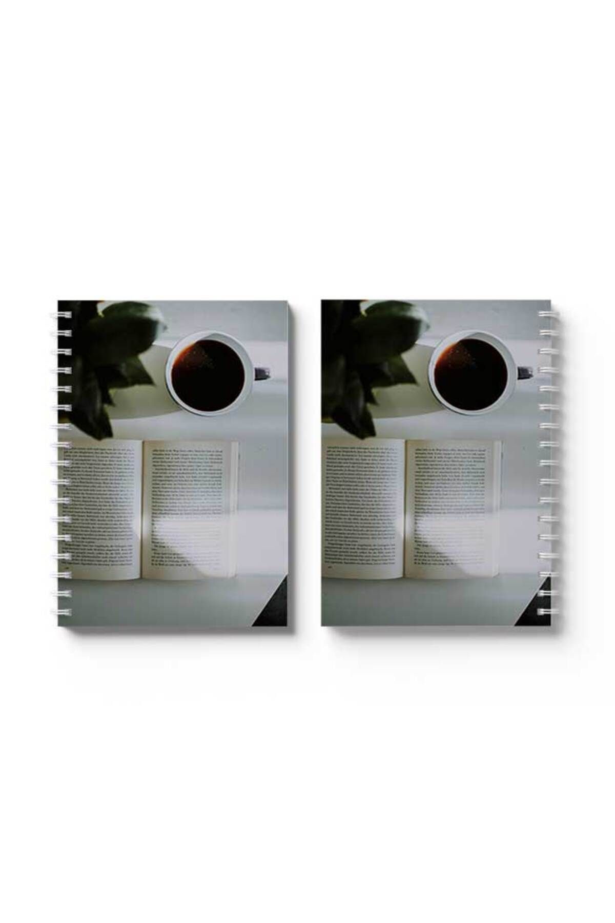 LOWHA-Spiral Notebook with Front and Back Hard Covers Featuring Book with Coffee Design 4