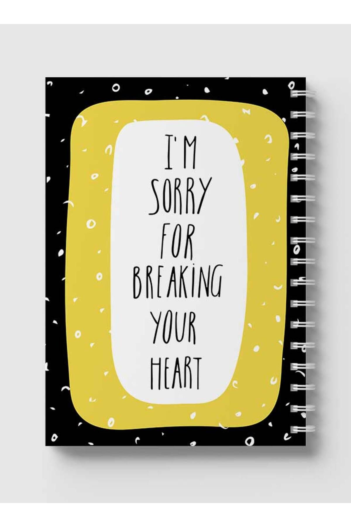 LOWHA-Spiral Notebook with Front and Back Hard Covers Featuring Im Sorry Text & Doodle Design 5
