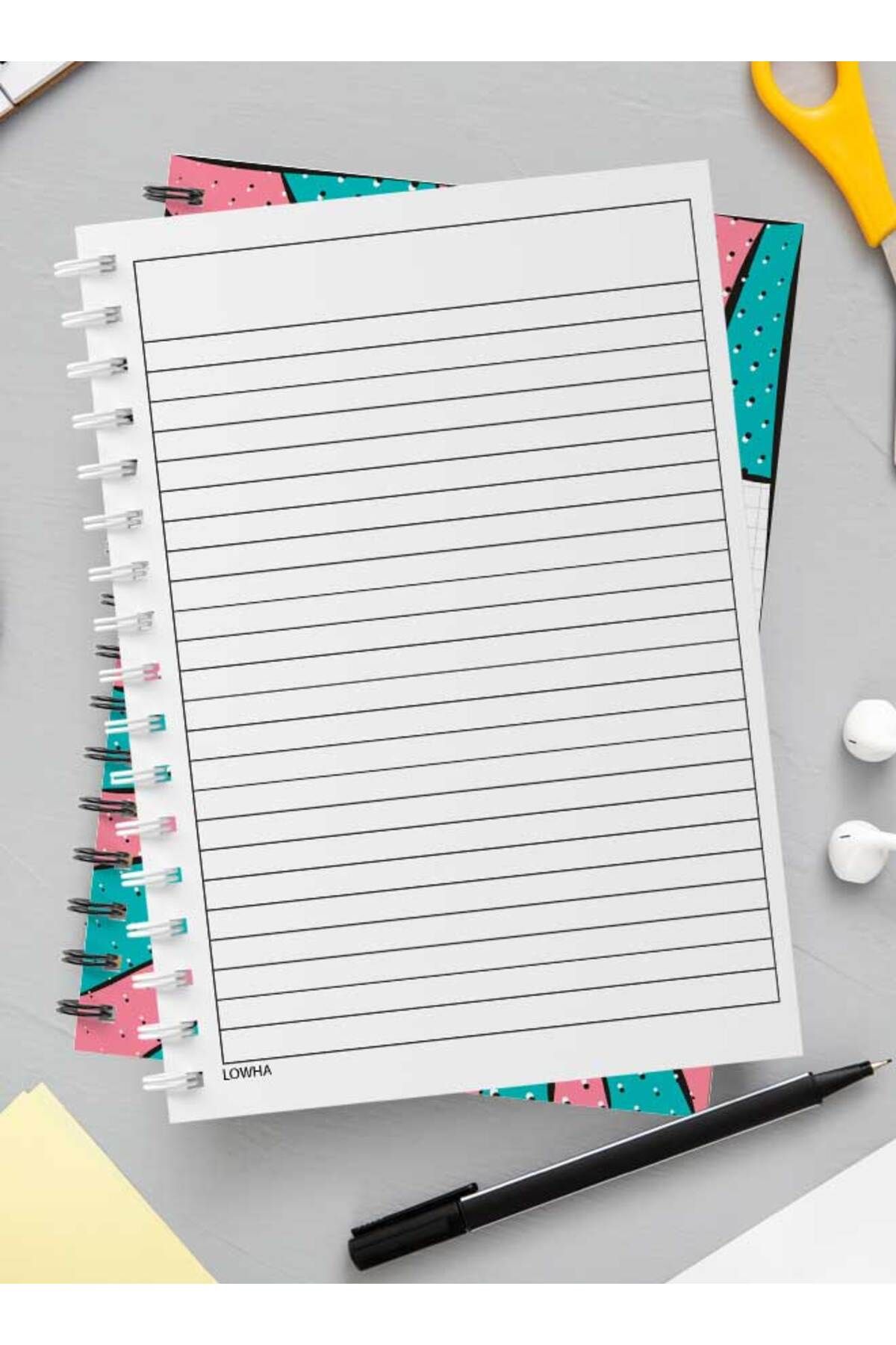 LOWHA-Spiral Notebook with Front and Back Hard Covers Featuring Informatics Design 3