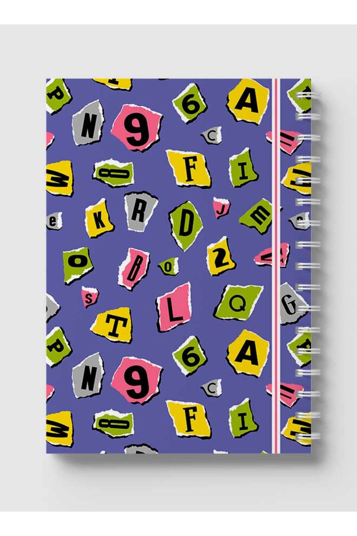 LOWHA-Spiral Notebook with Front and Back Hard Covers Featuring Torn Letters & Number Design 5