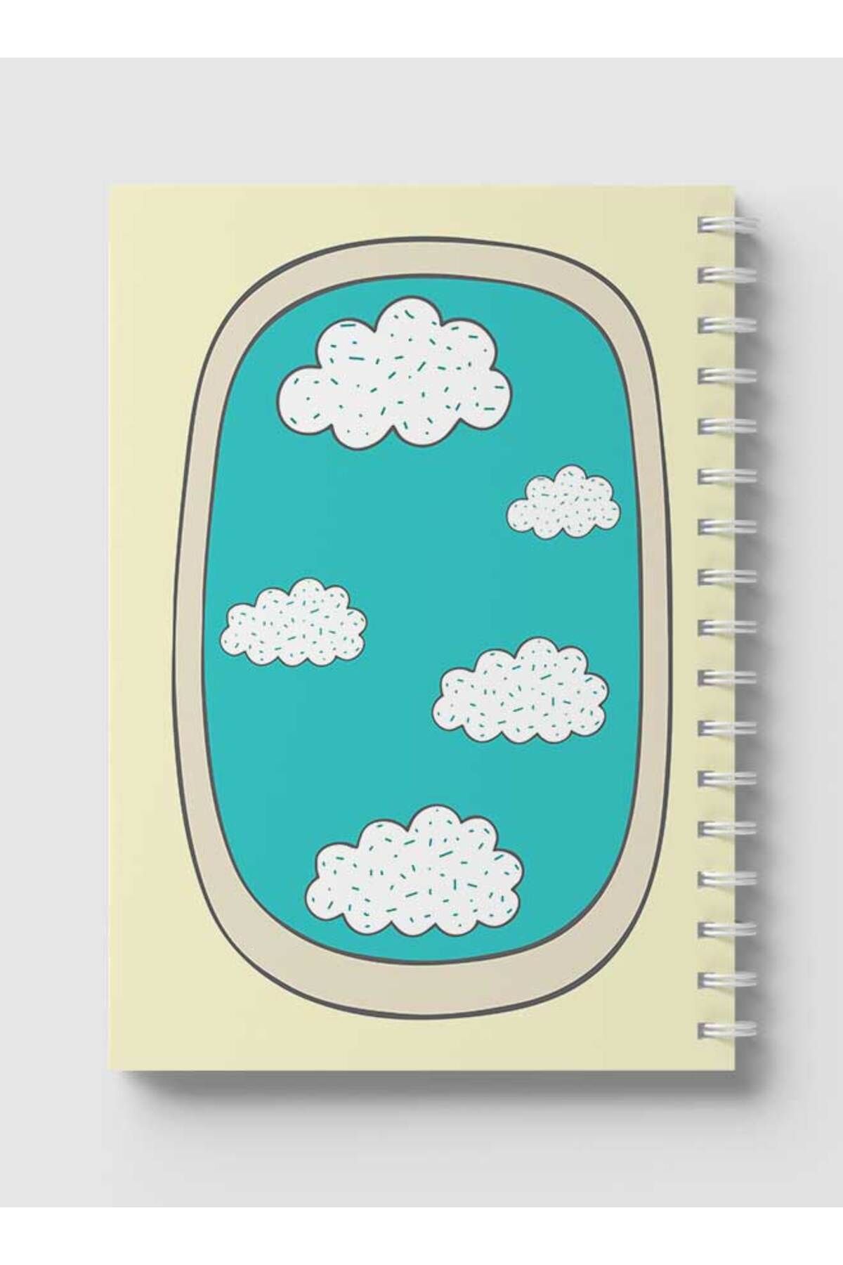 LOWHA-Spiral Notebook with Front and Back Hard Covers Featuring Doodle Window Airplane Design 5