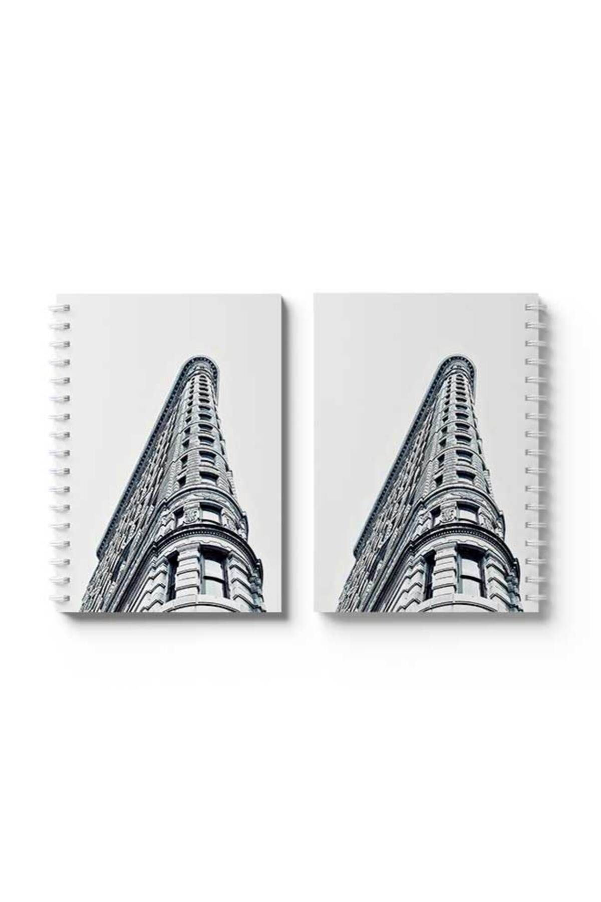LOWHA-Spiral Notebook with Front and Back Hard Covers Featuring Flatiron Building Design 4