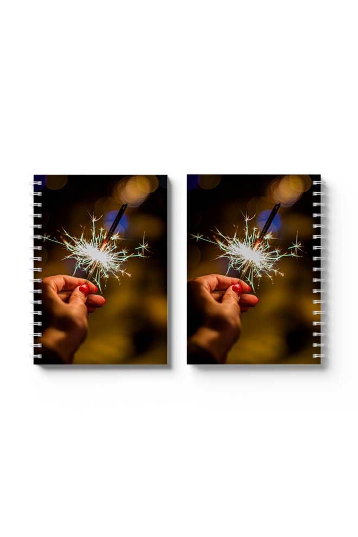 LOWHA-Spiral Notebook with Front and Back Hard Covers Featuring Spark Design 4
