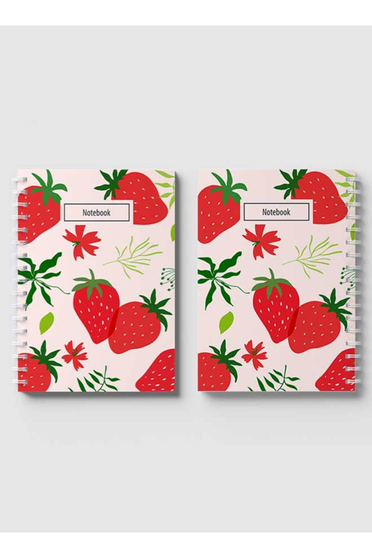 LOWHA-Spiral Notebook with Front and Back Hard Covers Featuring Strawberry Vector Design 4