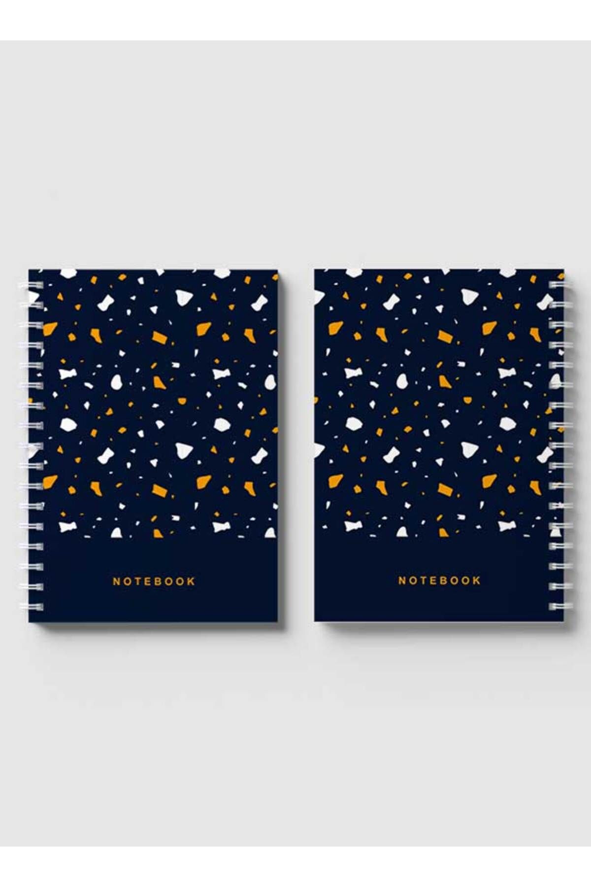 LOWHA-Spiral Notebook with Front and Back Hard Covers Featuring Terrazzo Style Design 4