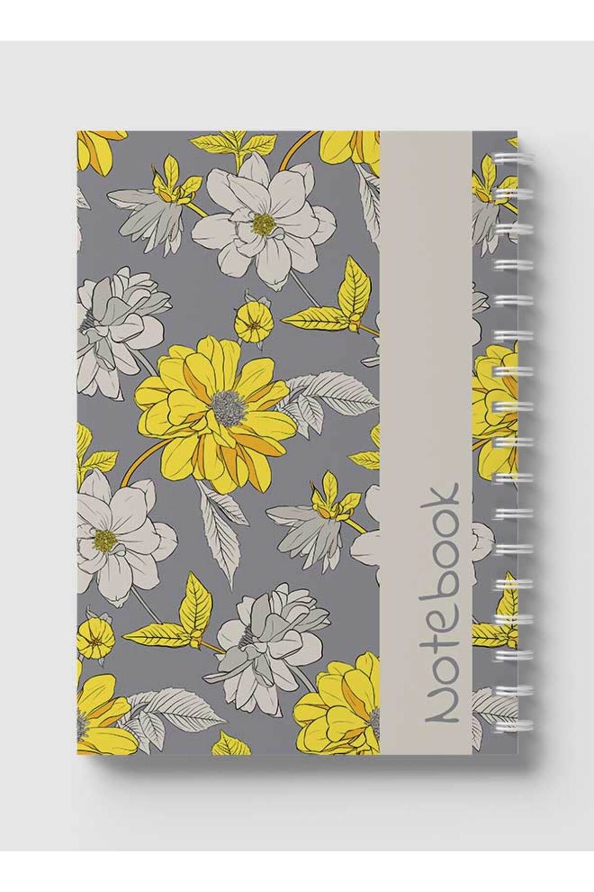 LOWHA-Spiral Notebook with Front and Back Hard Covers Featuring Abstract Floral Vector Design 5